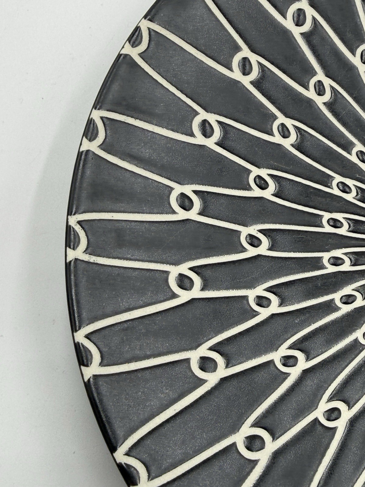 Black White Trellis Grid Pattern Ceramic 8” Four Dessert Appetizer Round Plates