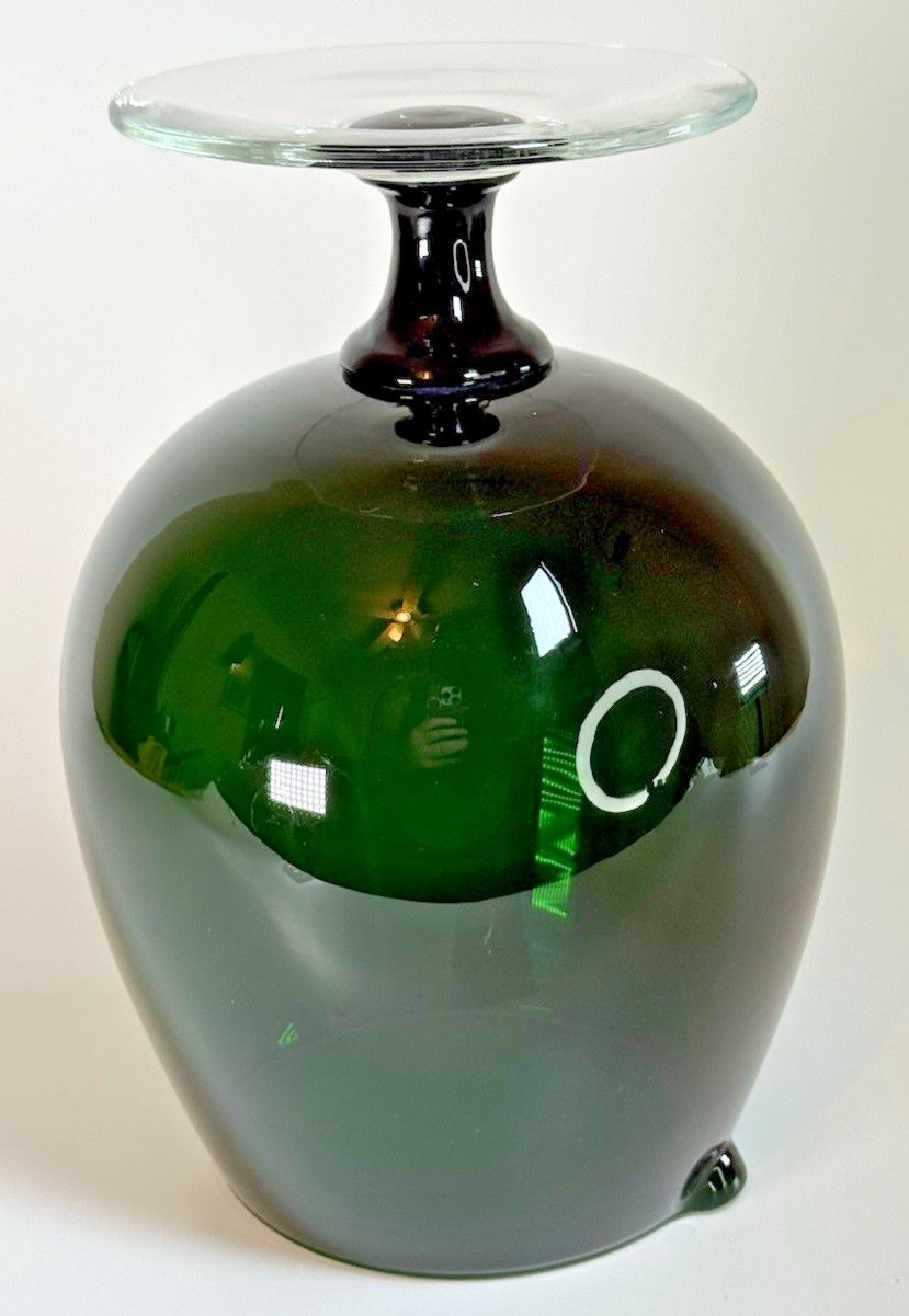 Beautiful Hand Blown Dark Green Footed Barware 48oz Pitcher