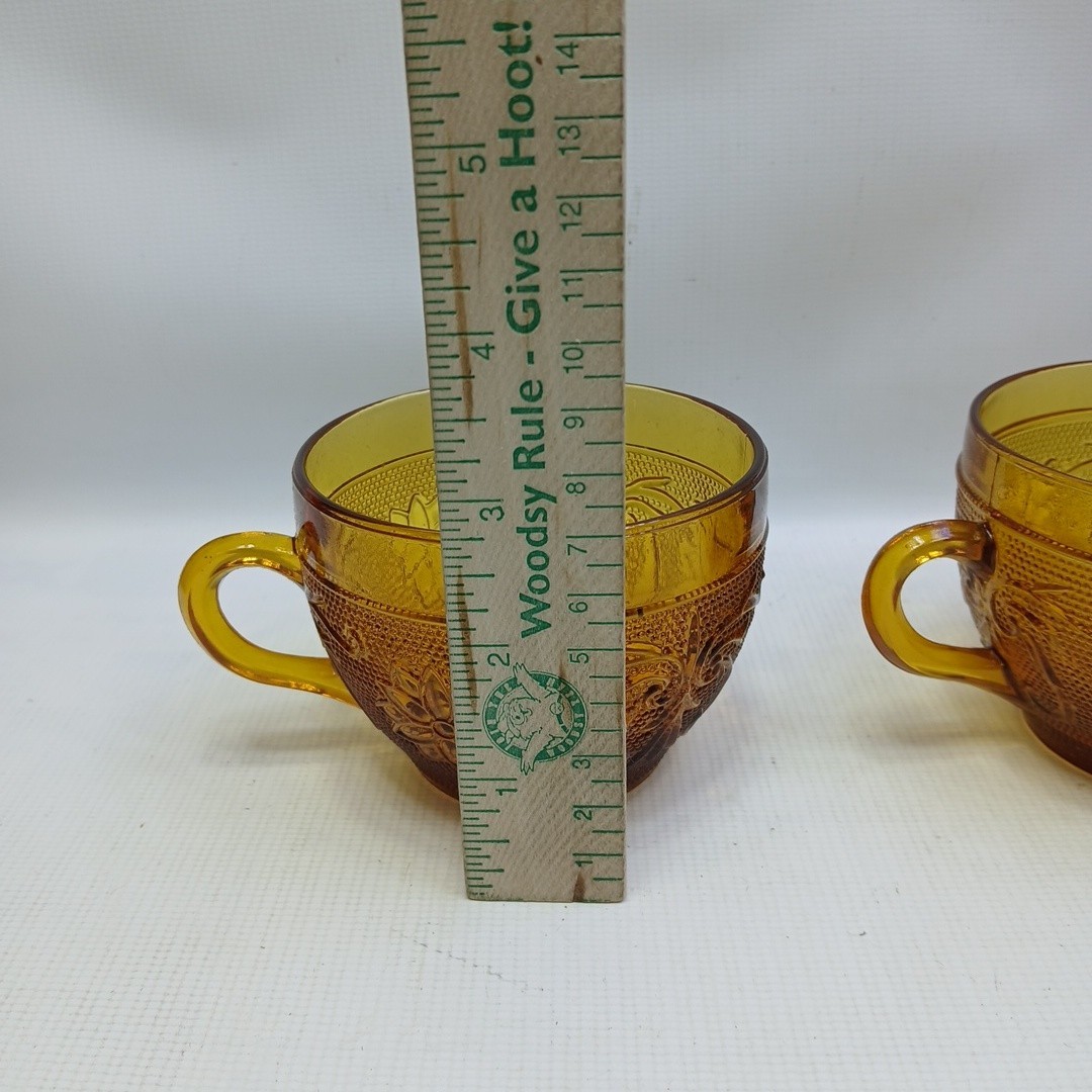 Vintage Indiana Glass AMBER Tiara Sandwich Pattern Lot Of 2 Cups