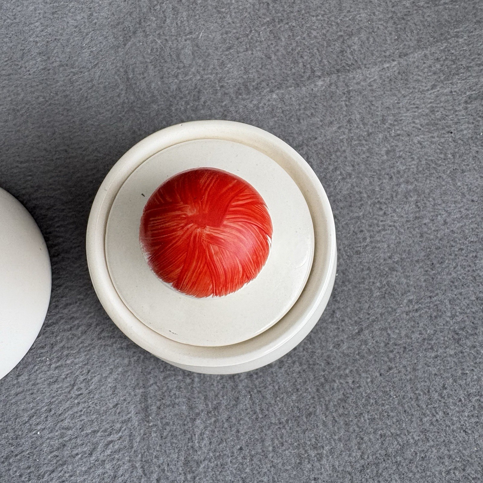 Apple Red Cream And Sugar Set Hand painted Vintage Dinnerware MCM Handmade
