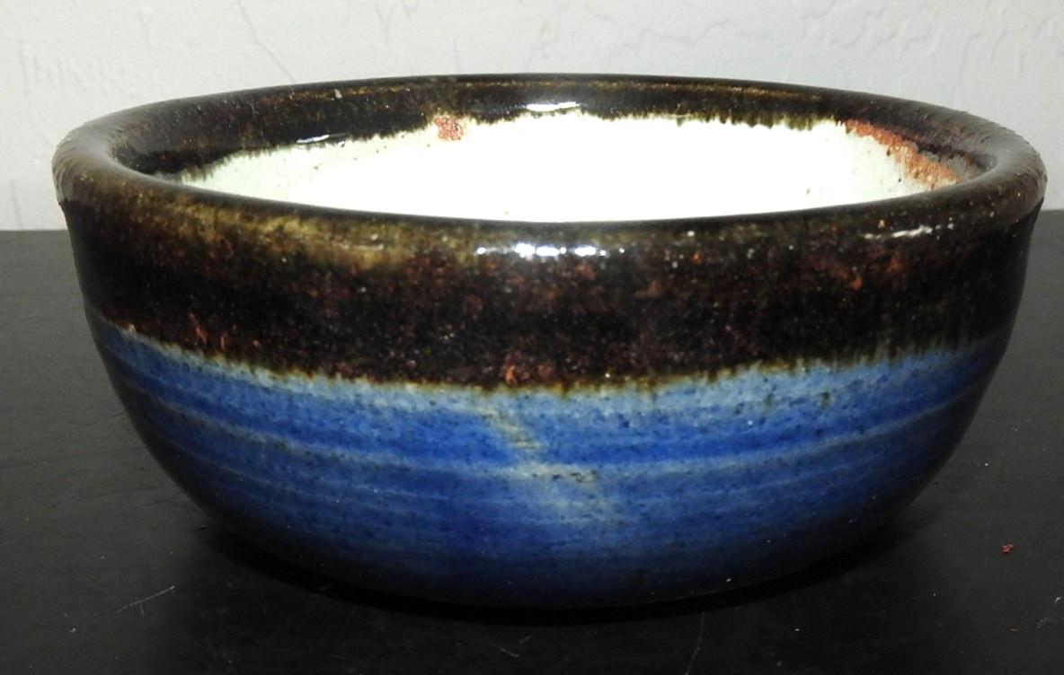 Vintage 1997 Studio Art Pottery Salt Glaze Stoneware Dish Signed by Arien 2 tone