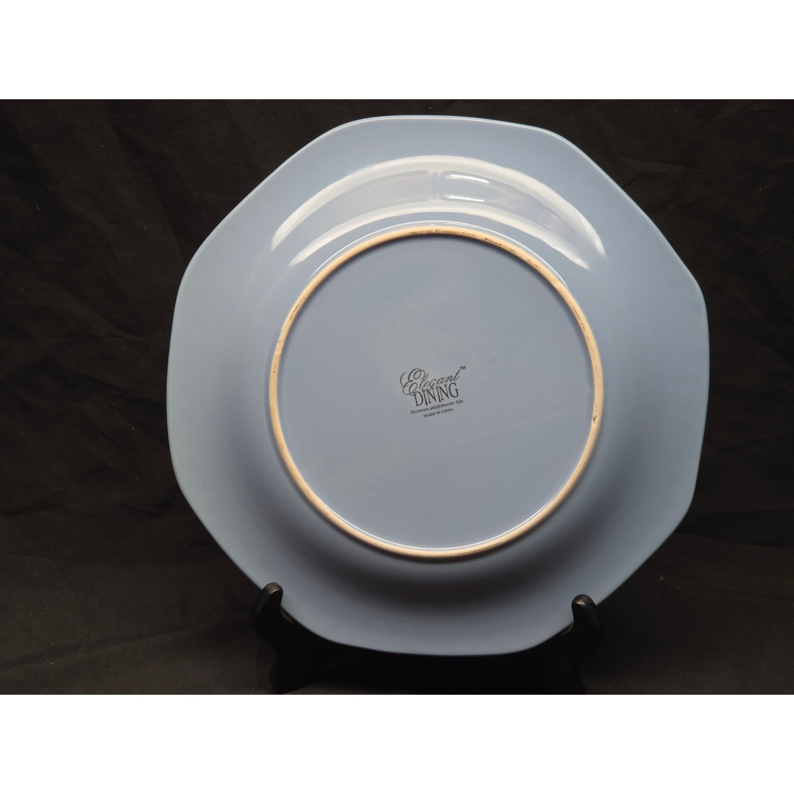 Elegant Dining Robin Egg Blue Beaded Octagon Dinner Plates 10.75″ Set of 6