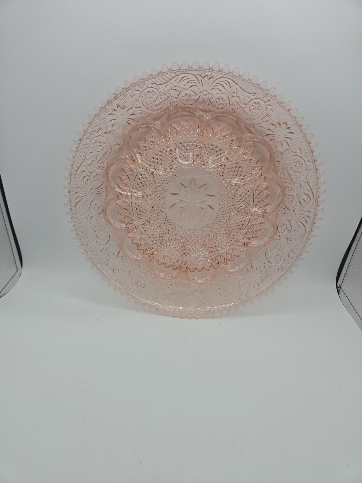 Indiana Glass Tiara Pink Deviled Egg Platter 12″ Beautiful!