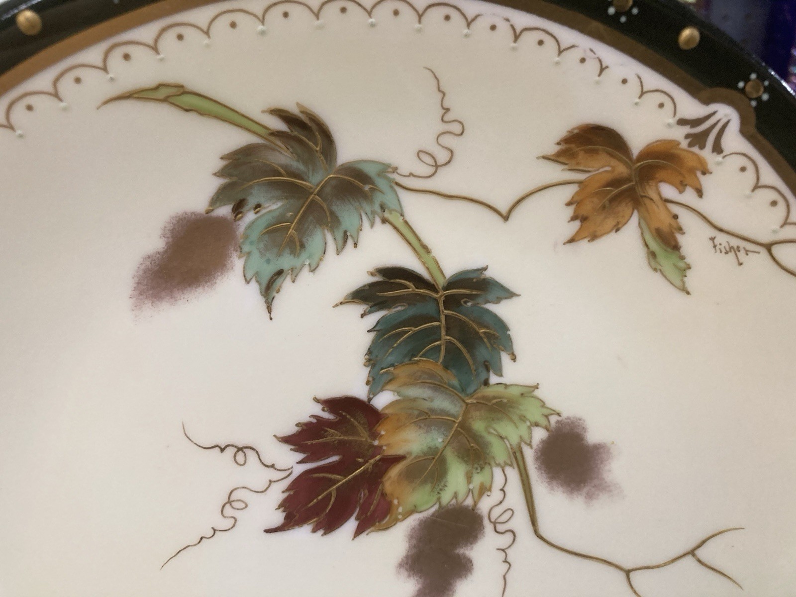 Lovely Antique Hand Painted Plate / C A France / Pickard China / Fall Leaves
