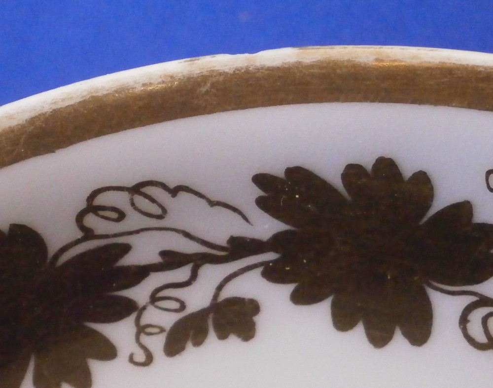 Antique 19thC Royal Vienna Porcelain Gold Grape Leaf Cup & Saucer Wien Austrian