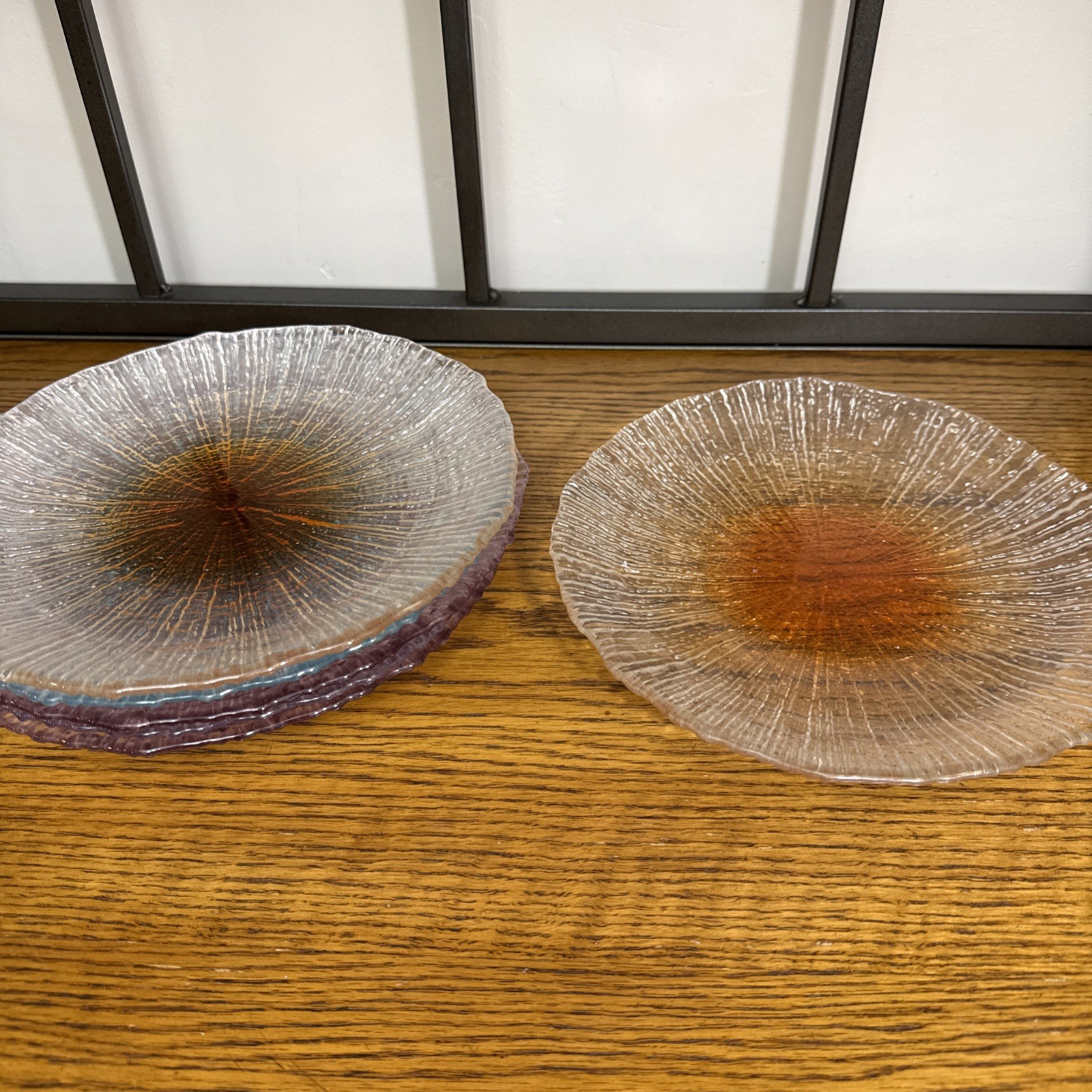 Scandinavian Multi Colored Glass Salad Plates Set Of 6 9″ Diameter