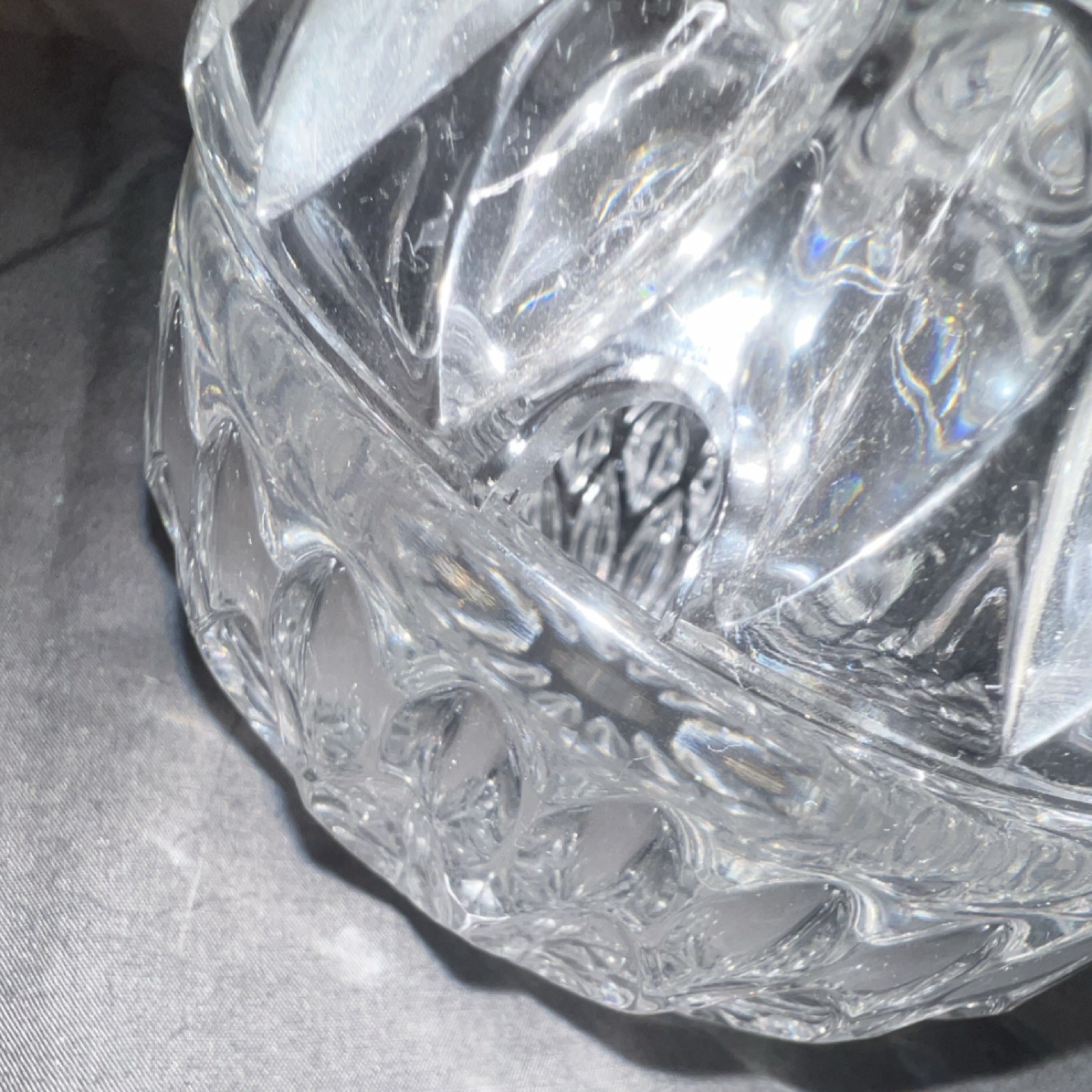 Vtg Gorham Althea Crystal Apple Sugar Bowl Lidded Jam Jar Spoon Slot 1980s