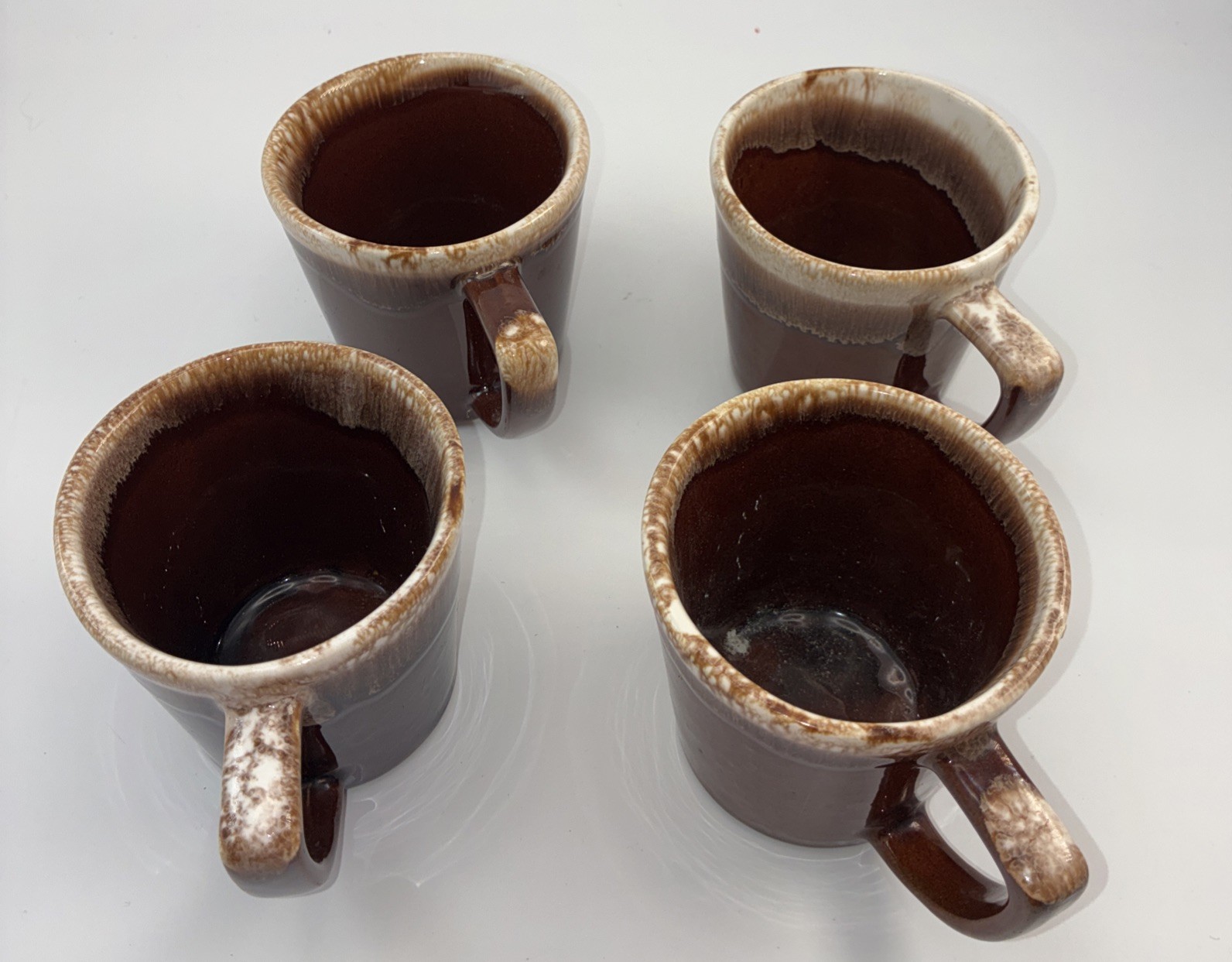 VTG McCoy Brown Drip Glaze Coffee Cups Set Of 4 ( 3.25×3.25) 8 oz
