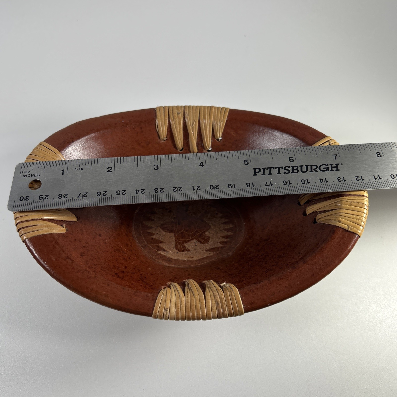 Sasak Rattan Red Wear Pottery Decorative Bowl Bowl About 7 1/2 Inches By 5 1/2 I