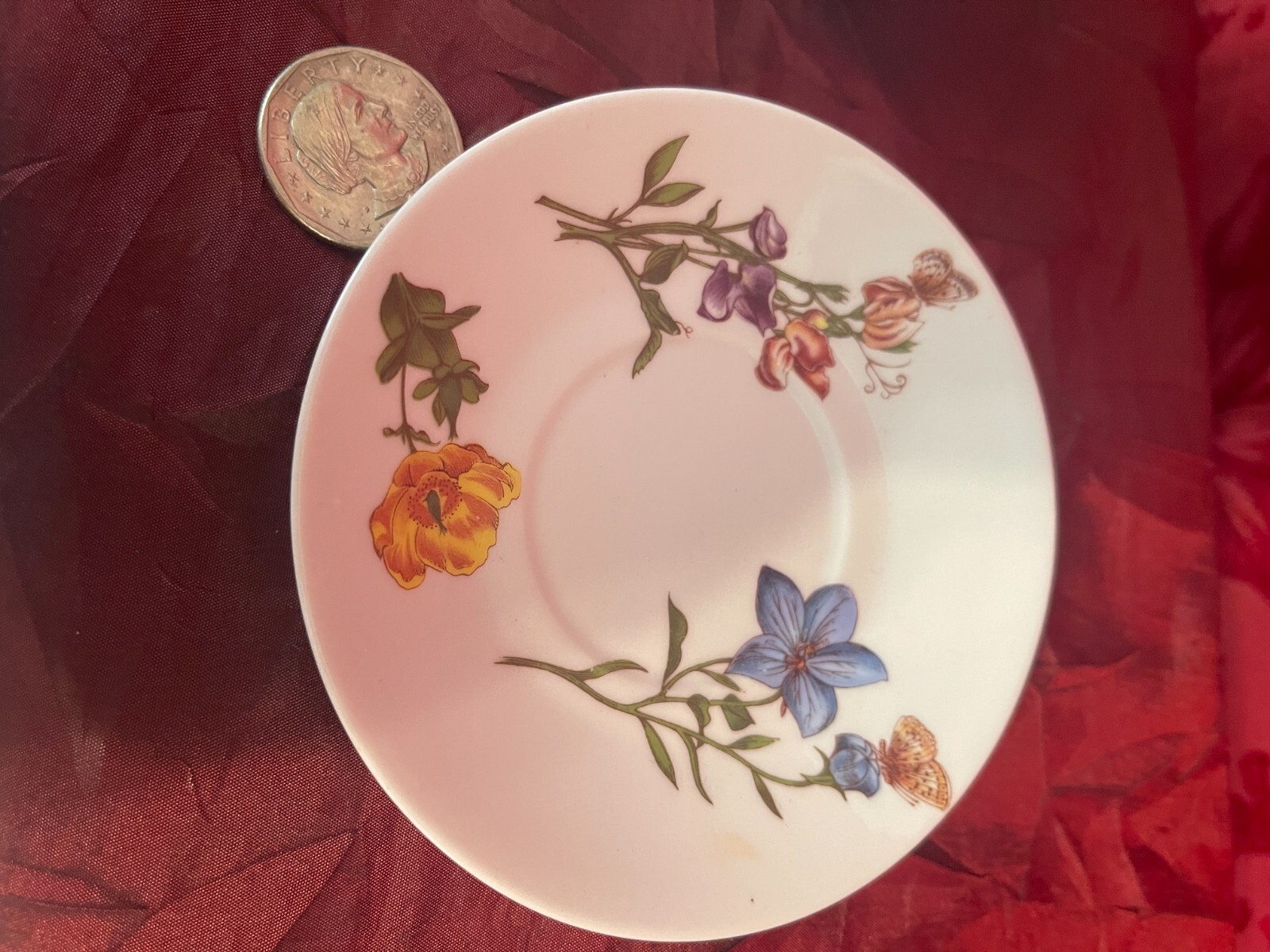 Vintage Cordon Bleu BIA Floral Demitasse Cup & Saucer Custom Made Hand Decorated