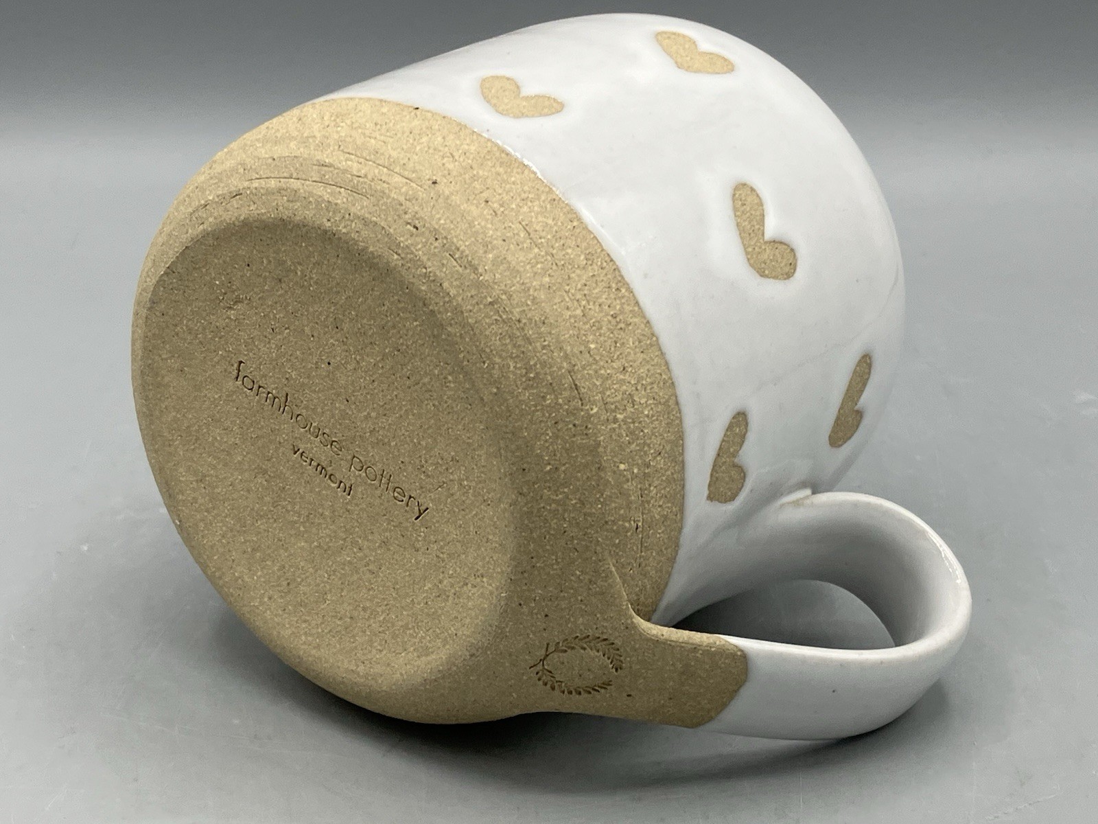 Farmhouse Pottery Confetti Heart Mug Cup American Stoneware White 12 oz EUC