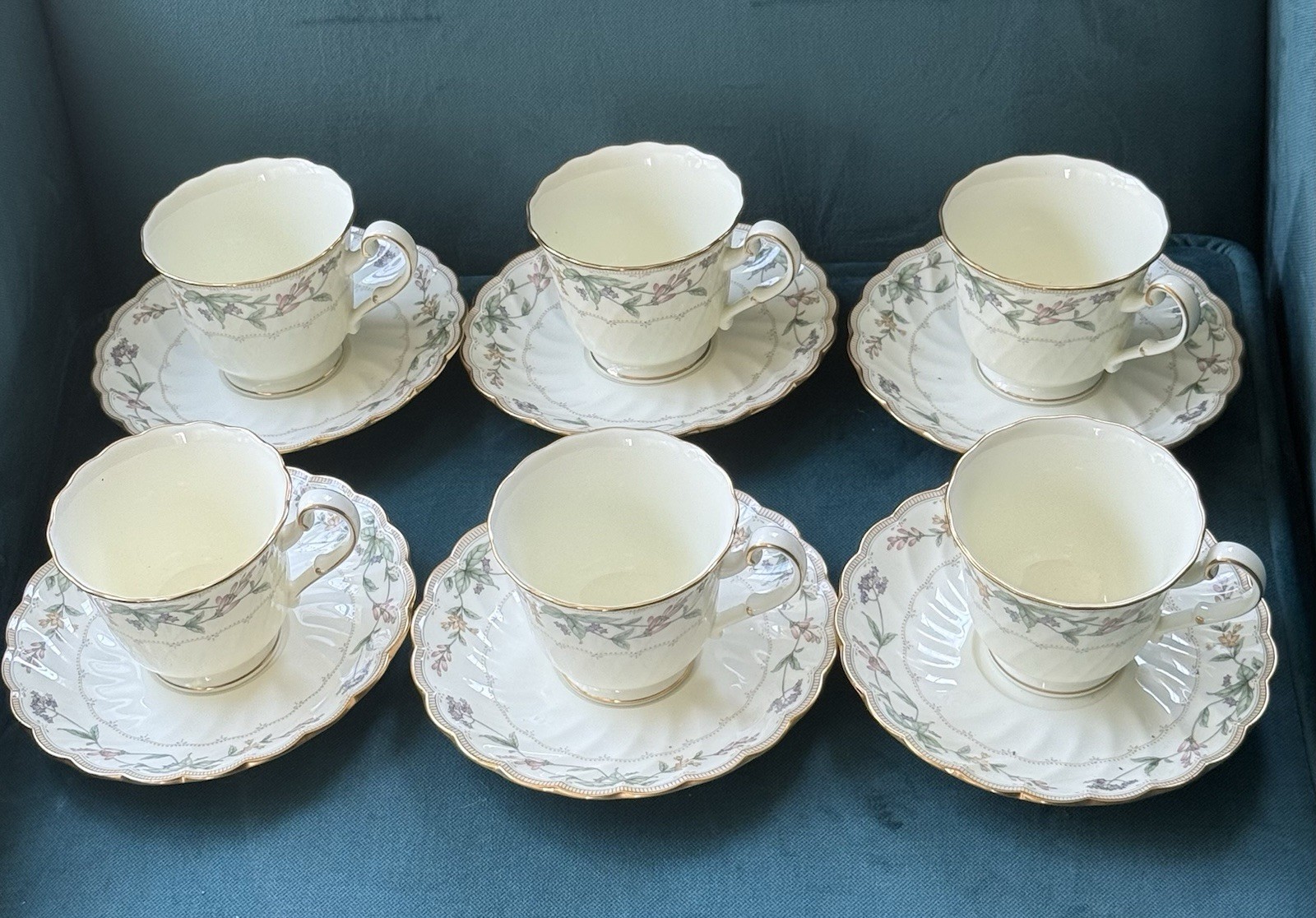 Noritake Bone China Teacup & Saucer Set Of 6, 4704 Brookhollow.