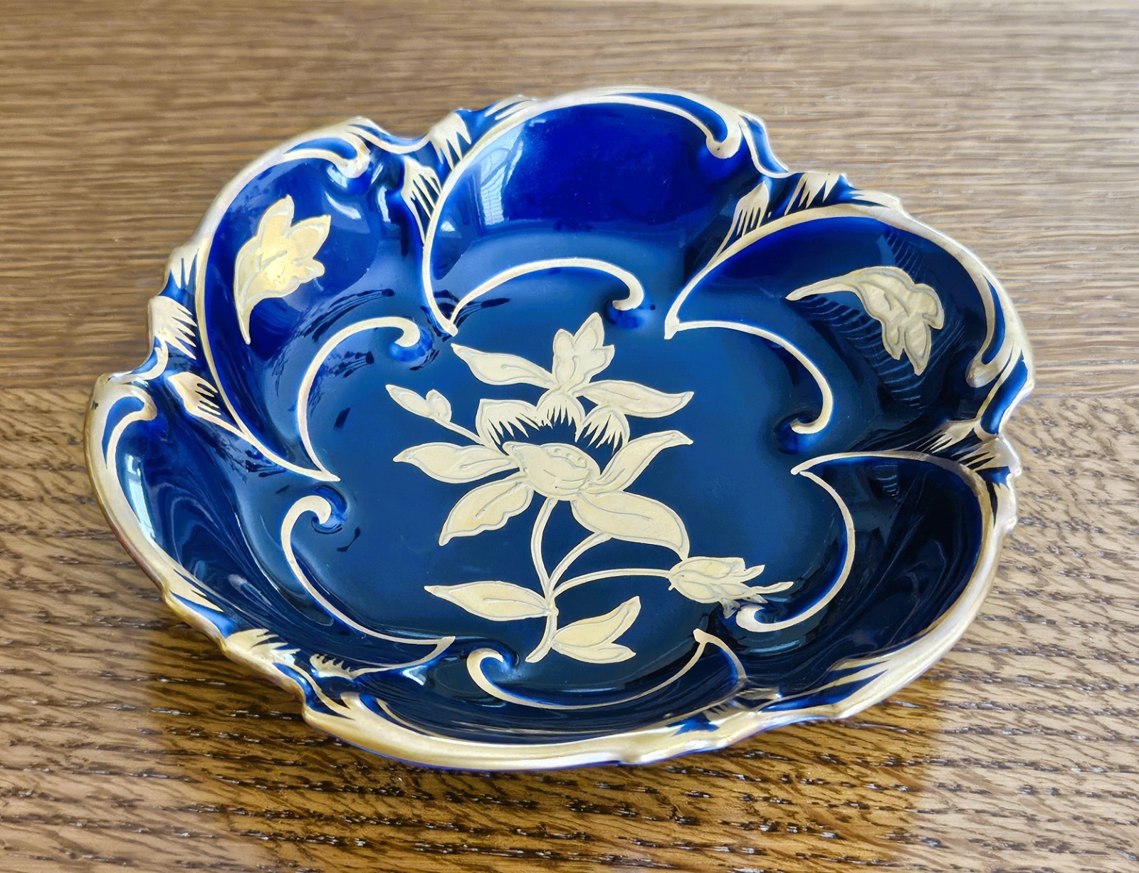 Vintage Echt Kobalt Jlmenau Graf Von Henneberg Blue Porcelain Bowl