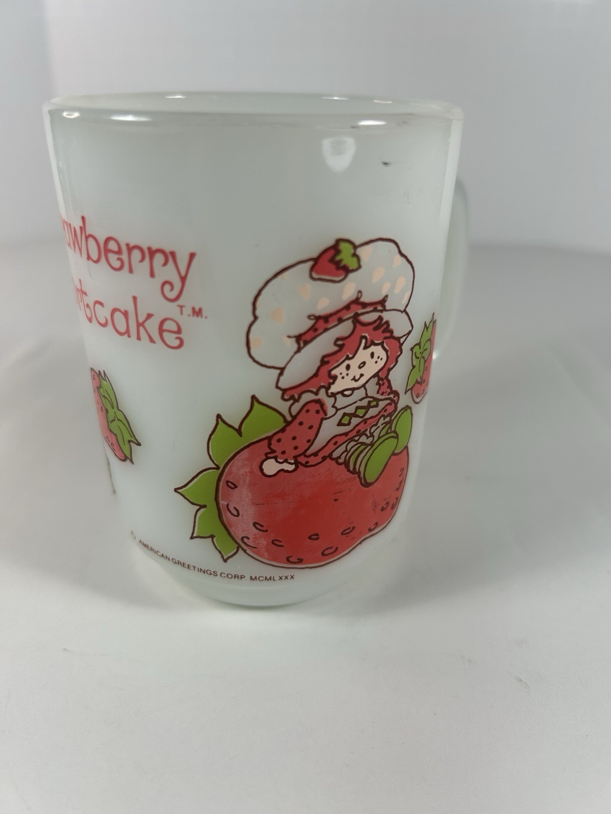 1980 Strawberry Shortcake Fire King Mug Anchor Hocking Milk Glass
