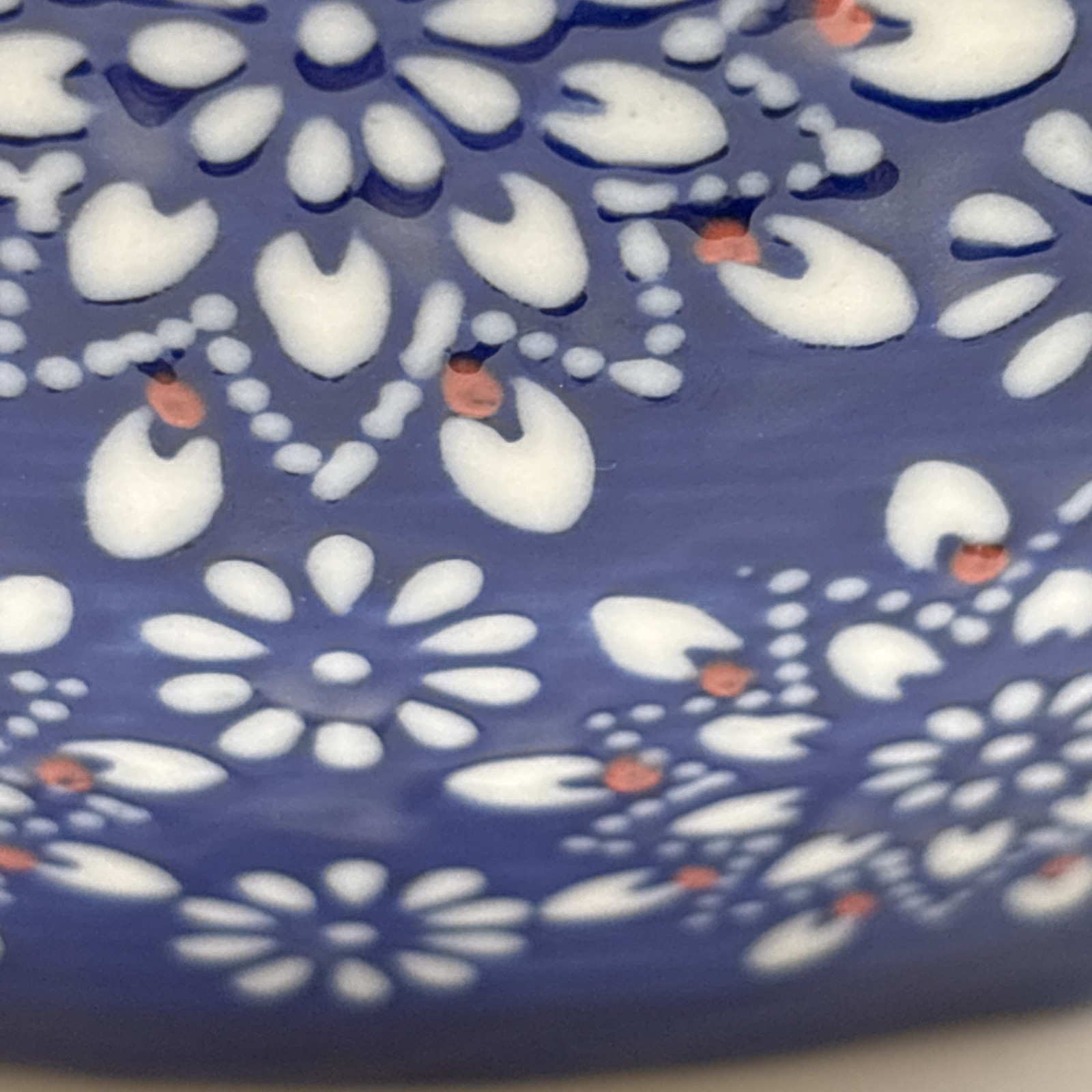 VTG Yokohama Studio Blue White Red Floral Hand Painted Ceramic Bowl 7″ x 3″