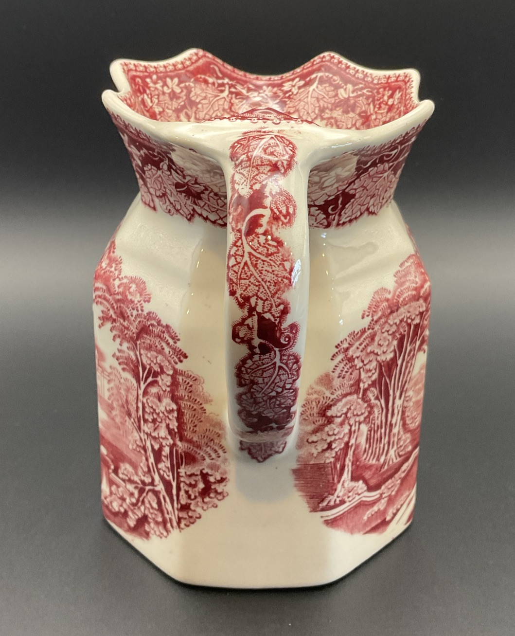 VTG Mason’s Ironstone Vista England Jug Pitcher Pink Red 5 1/2 Inches