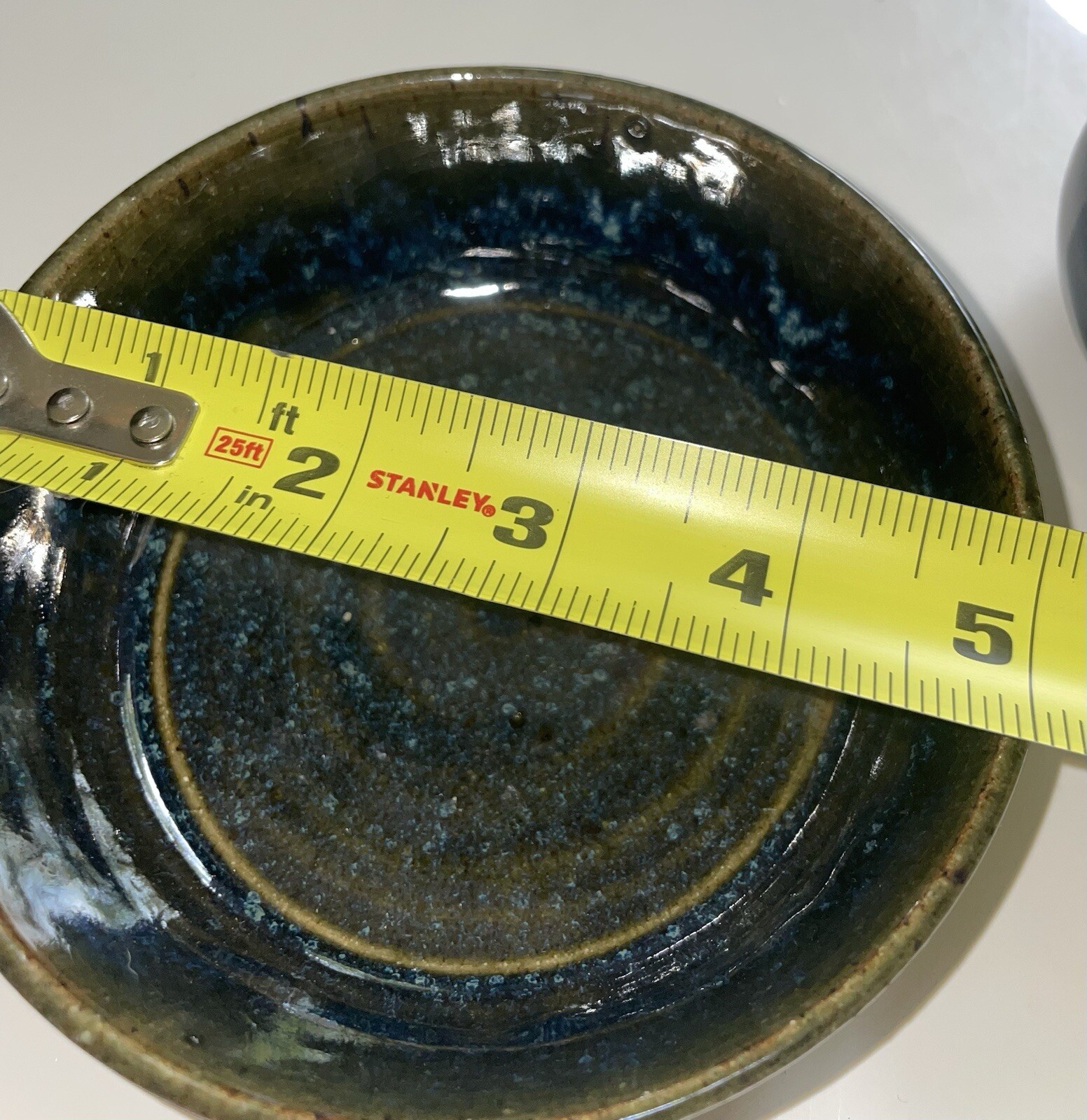 2 Pc Signed Studio Pottery Planter / Saucer Moody Blue Drip Ceramic Hand Thrown