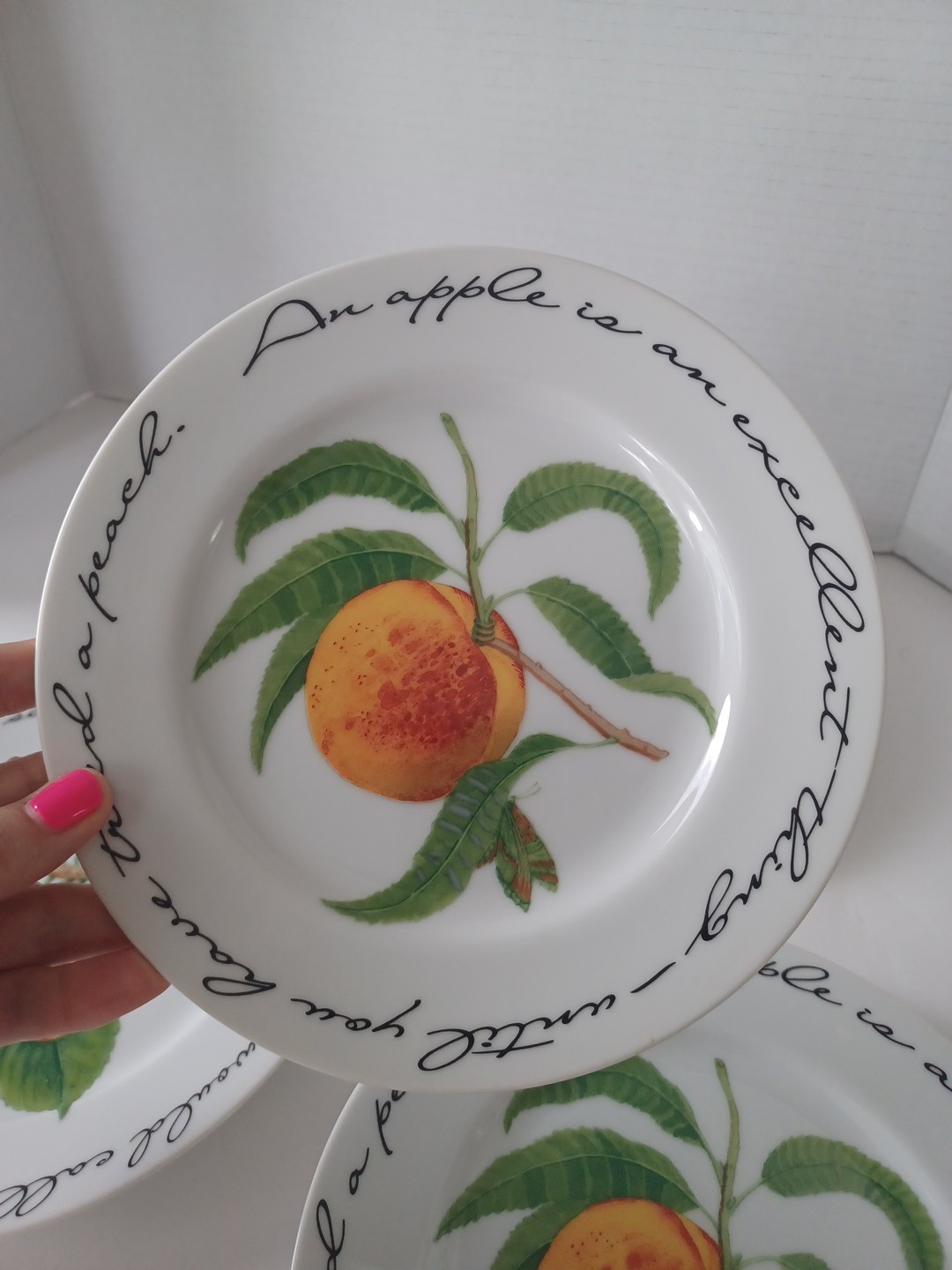 William Sonoma Orchard Suite Plates Set Of 4 Salad Dessert Bread Fruits Motif