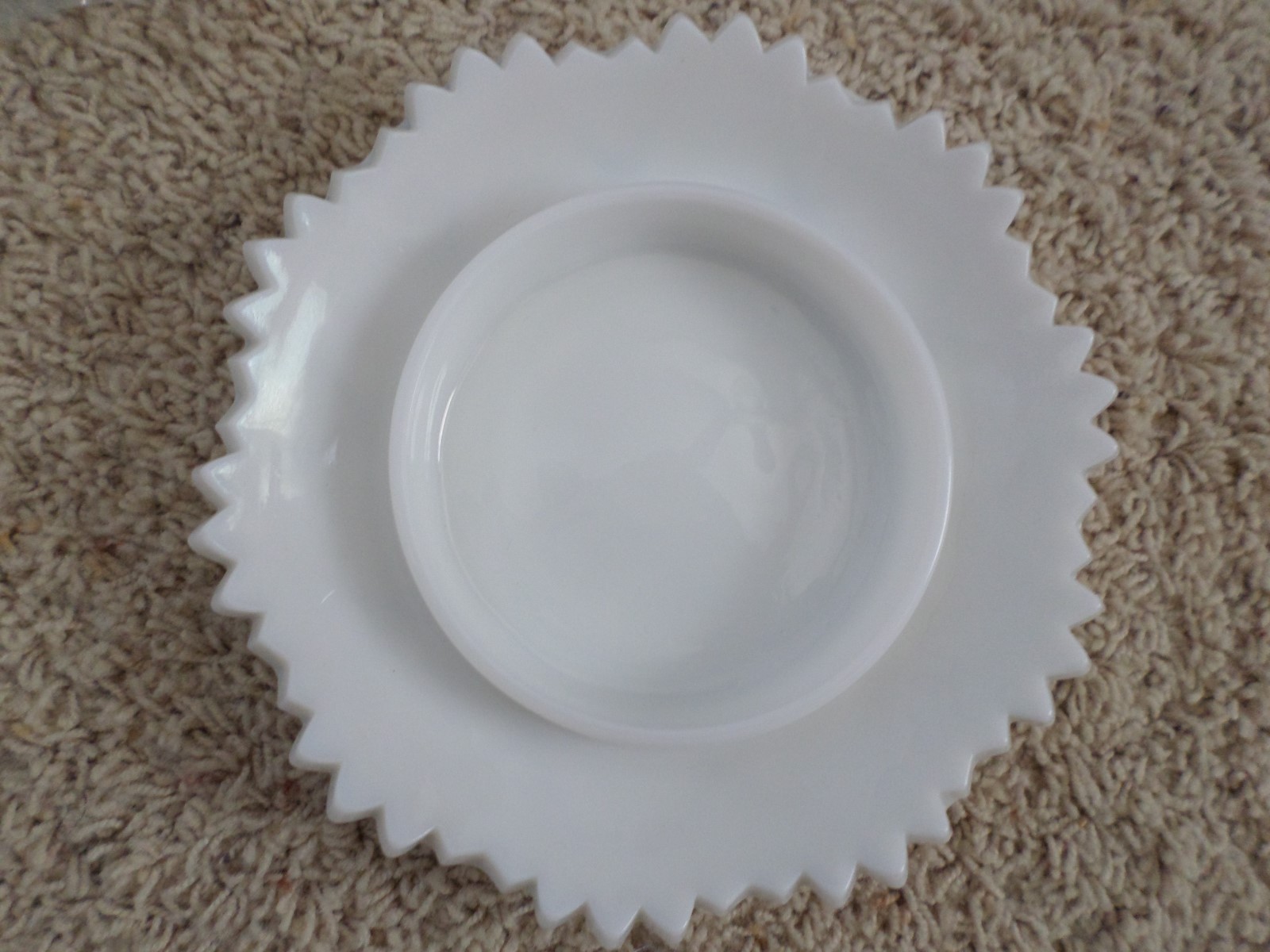 Milk Glass Huge Candle Pillar Plate NO CHIPS 2 1/2 pounds Heavy