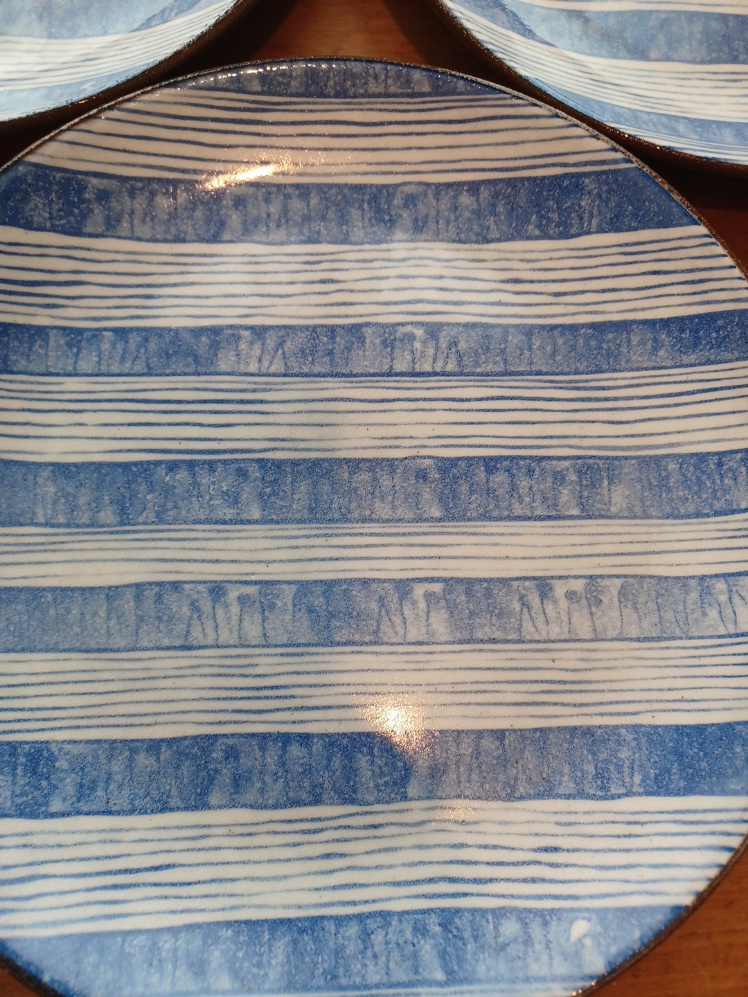 Pfaltzgraff Windsor Stripe Salad Plates 8″ set of 4 Blue White Stripped Linen
