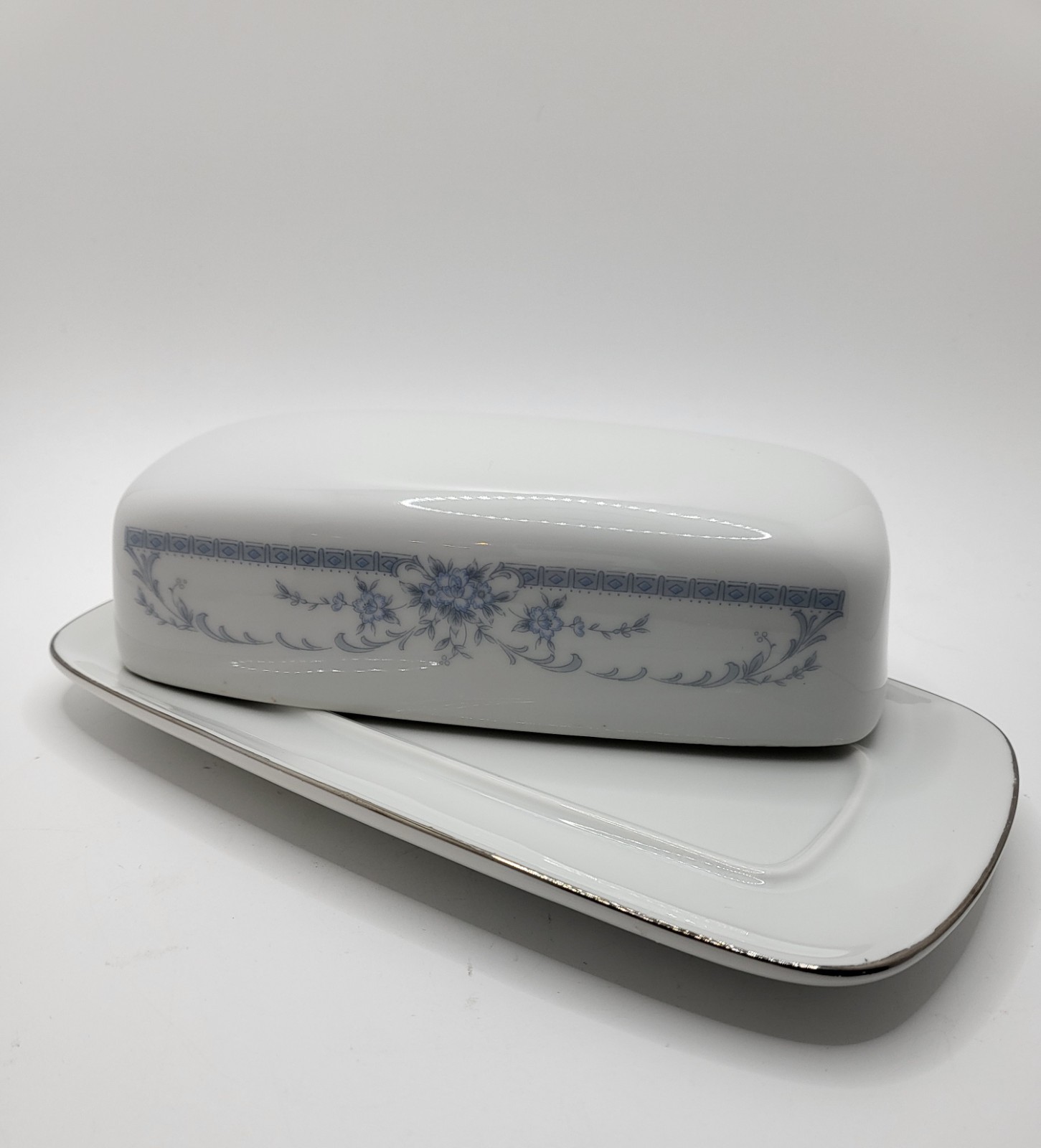 Sheffield Blue Whisper Butter Dish Porcelain Vintage