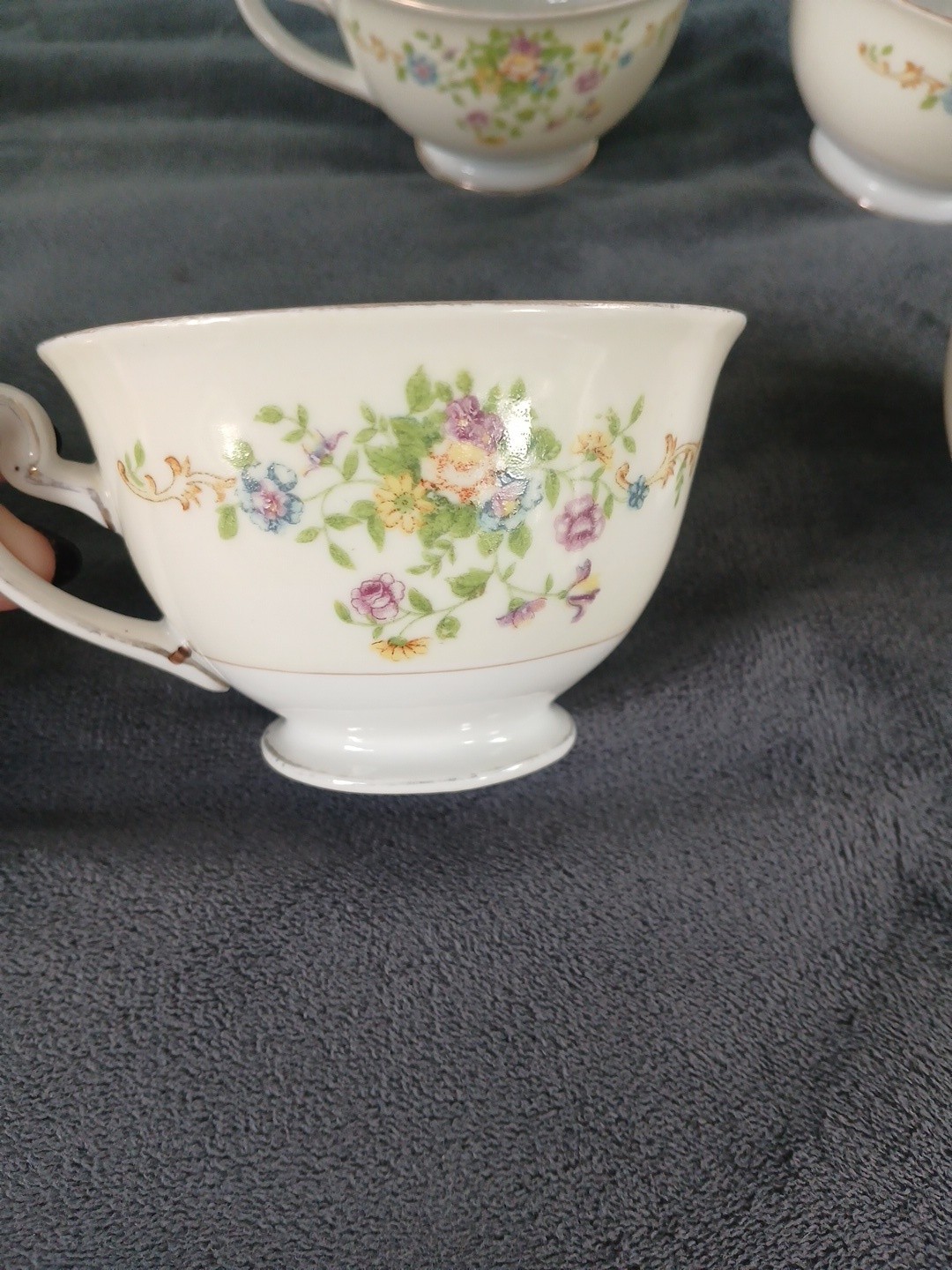 Set Of 4 Teacups & Saucers National China Japan Patricia Floral