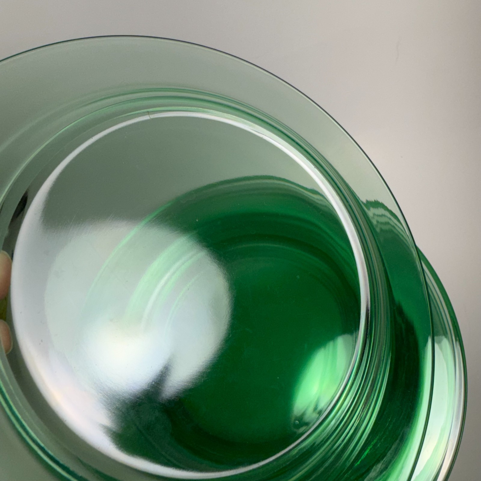 Fostoria Glass PIONEER-LIGHT GREEN Luncheon Plates Lot of 6 Vintage 7.5″