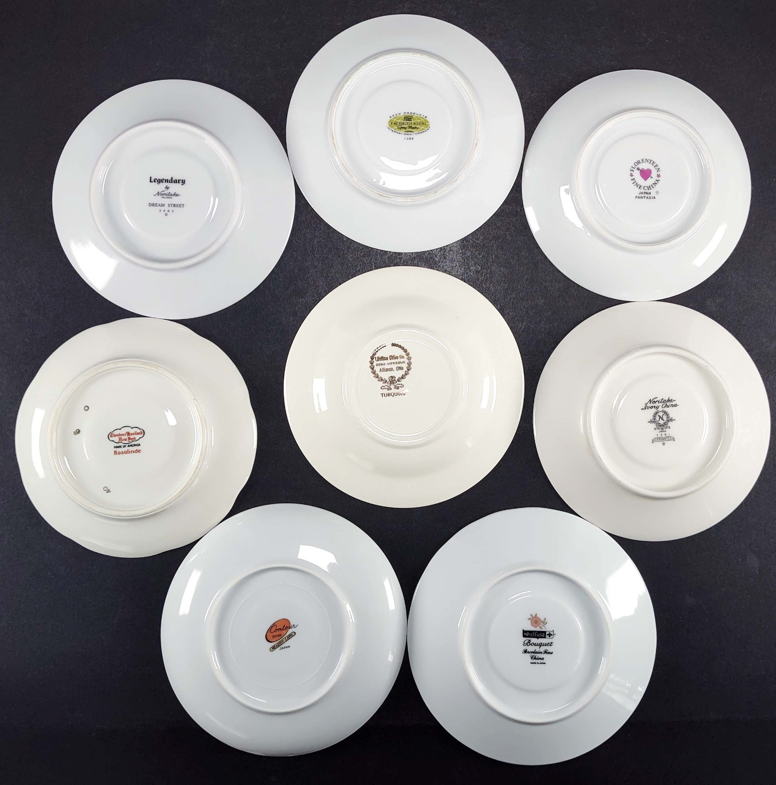 Mixed Lot Saucers Farmhouse Granny Cottage Shabby Mismatched China Set of 8