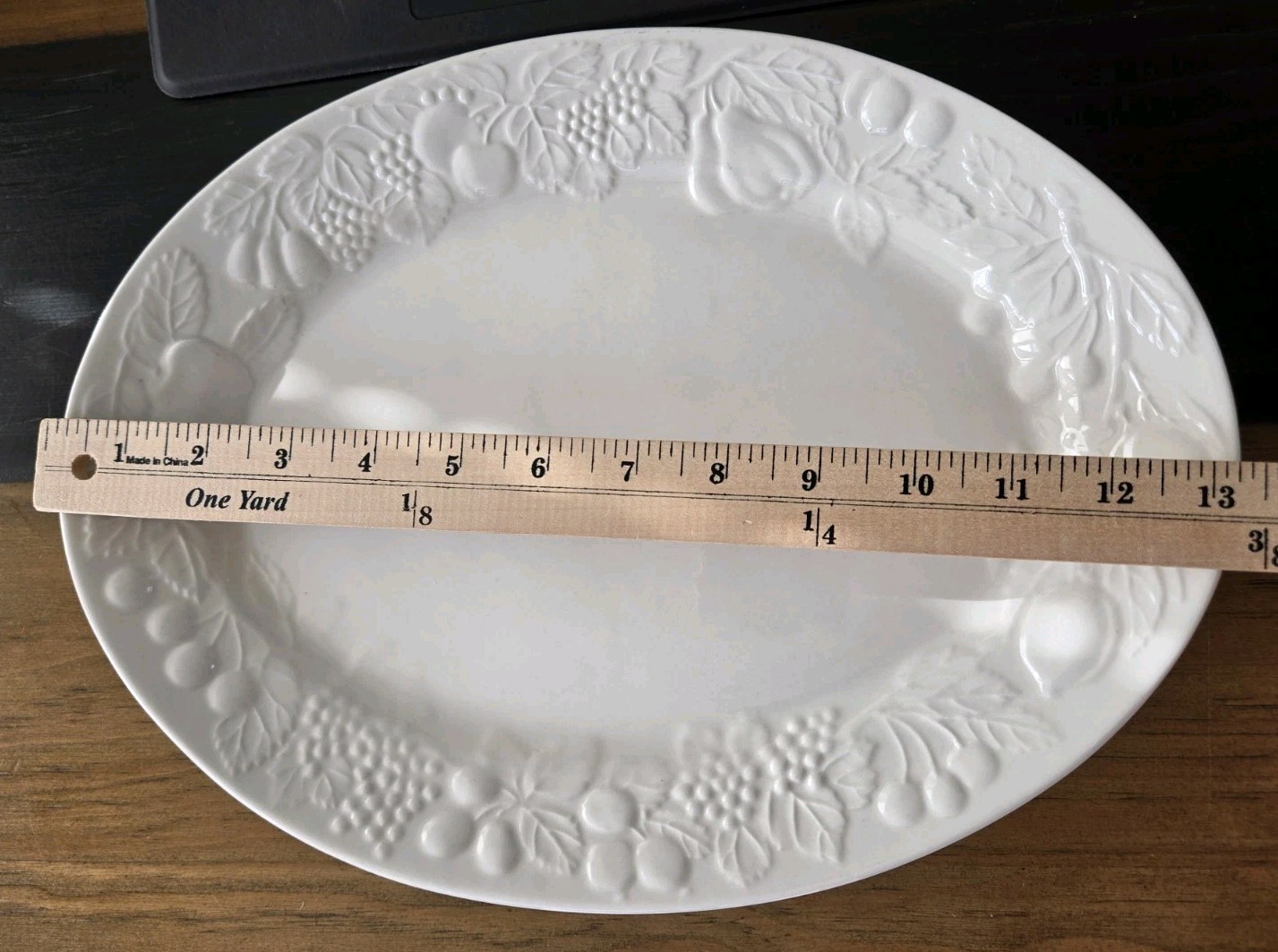 Gibson FRUIT China White Embossed Serving Platter Dishwasher/Microwave Safe