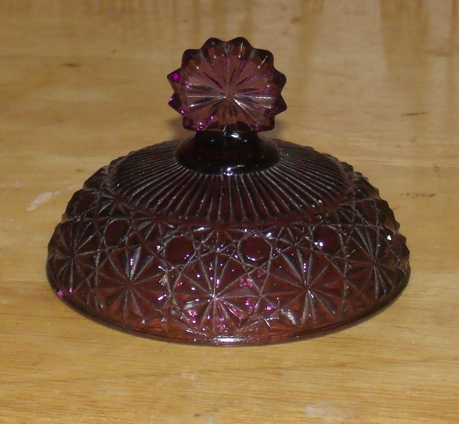 LE SMITH Daisy & Button AMETHYST Compote Candy Dish Lid