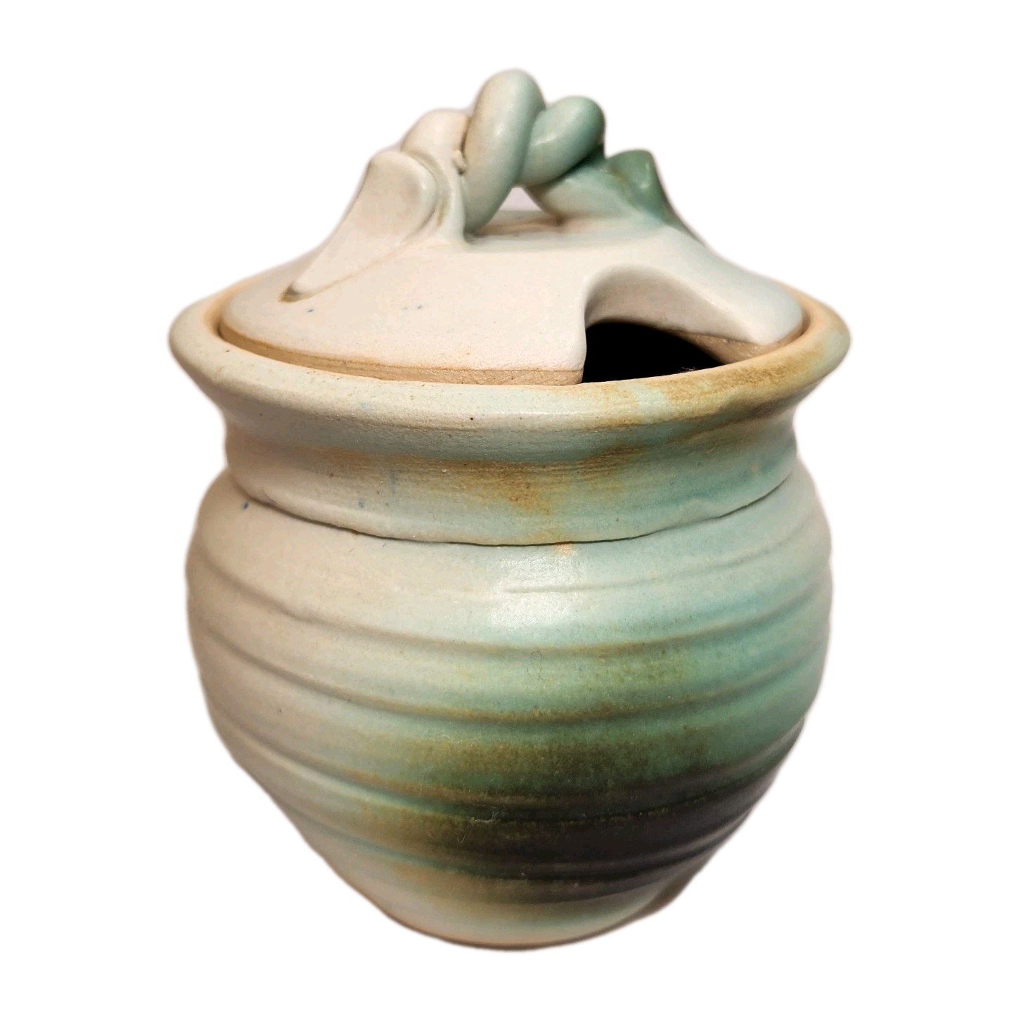 Handmade Studio Art Ceramic Stoneware Canister 3″ Signed Farmhouse Cottage Core