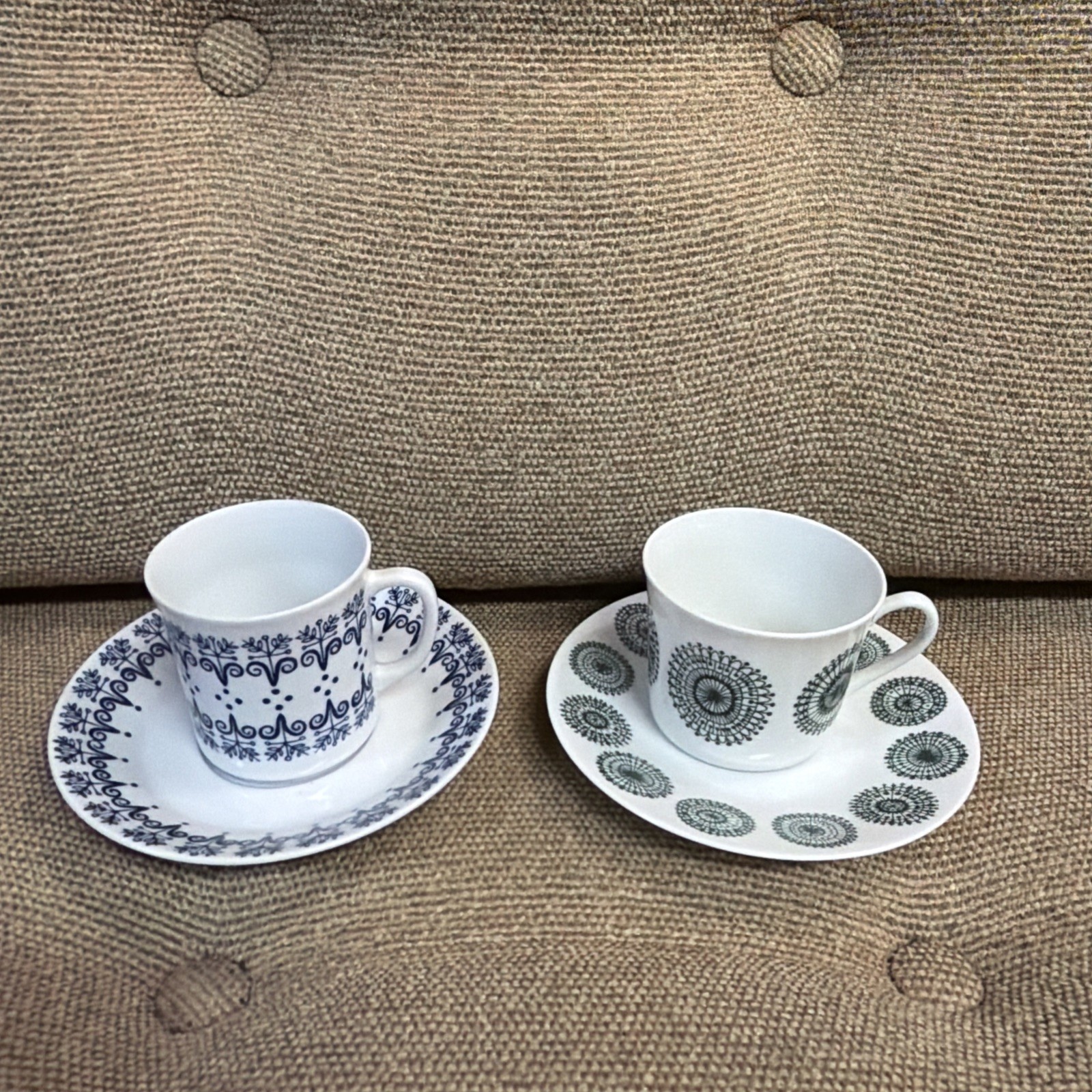 Lot of 2 Vintage MCM Scandinavian Cup & Saucer Sets Norway & Sweden