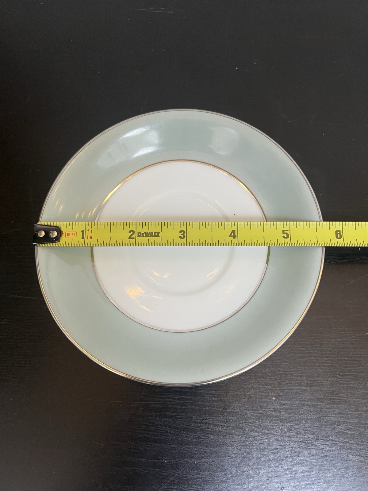 Vintage Sango Japan Sheffield Plates and Saucers Celadon Silver Rim- 22 Pc Lot