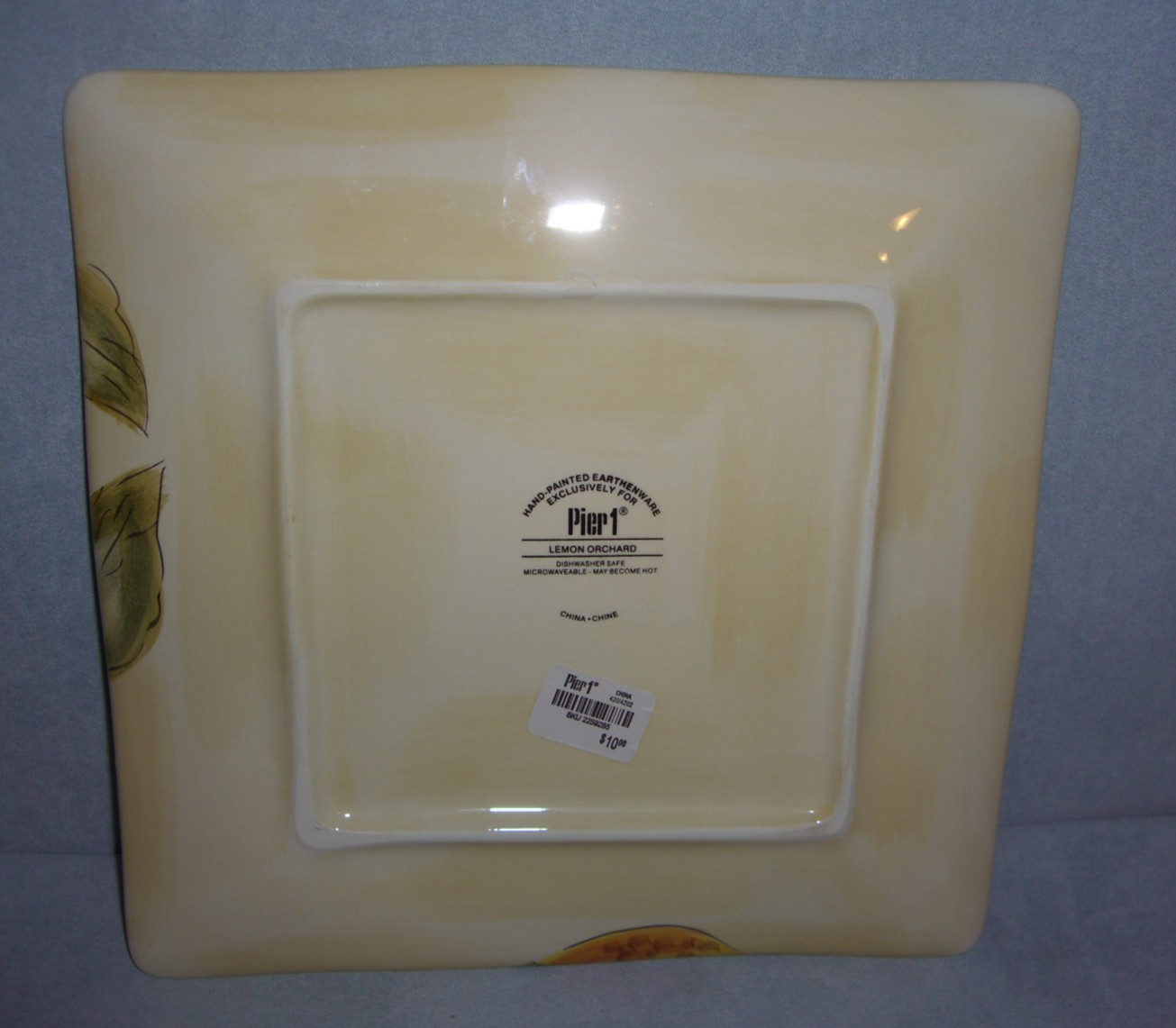 PIER 1 Earthenware Lemon Orchard 11″ Square Dinner Plate NEW