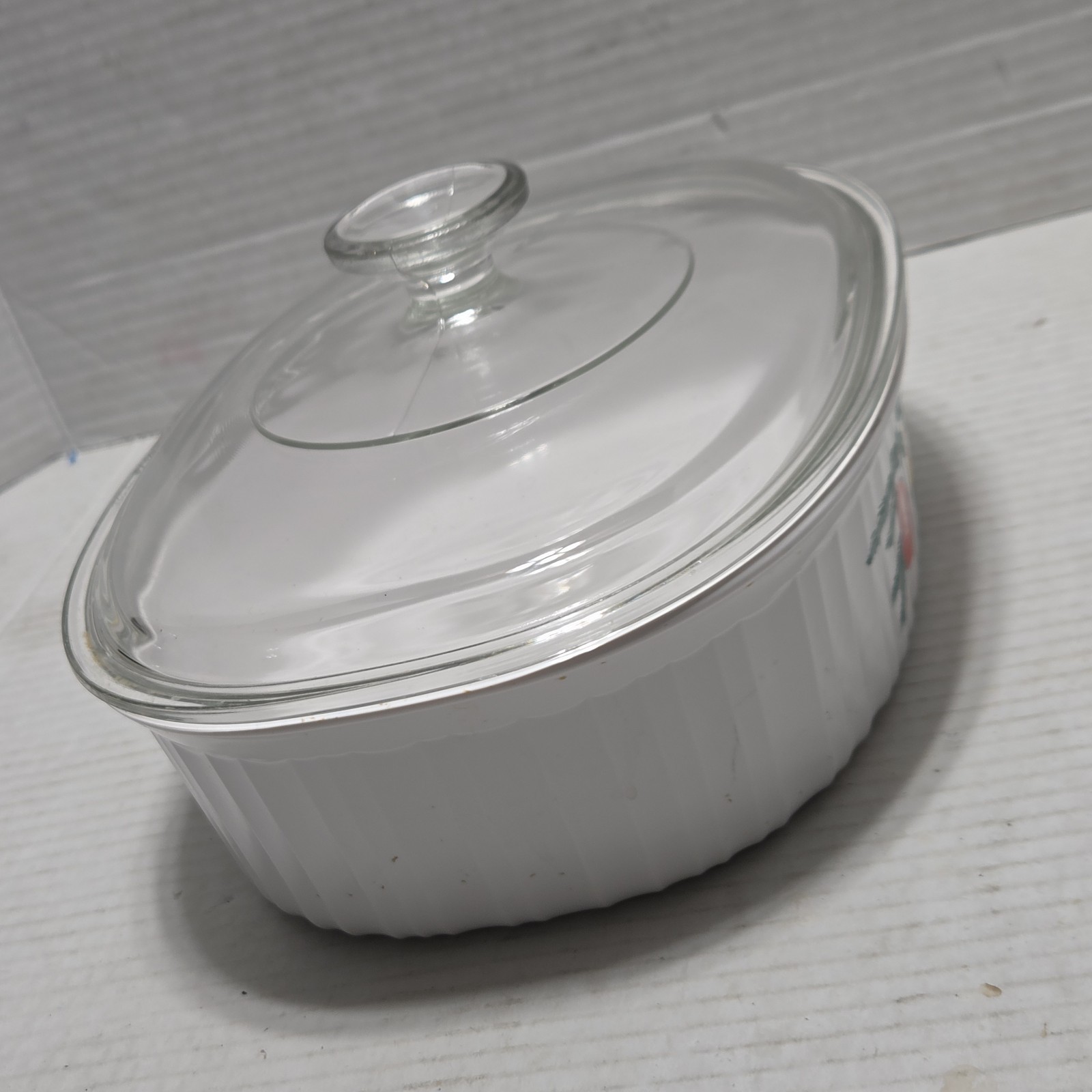 Vtg Corningware Christmas 1997 Oval Baking Dish F-12-B 1.8 L W/ Lid EUC HTF