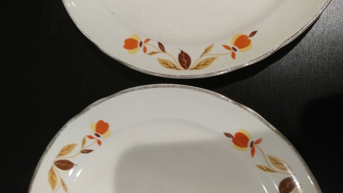 2 Hall’s Superior Quality Dinnerware M-9 Autumn Leaves 6 1/8 in dia Bread/Butter
