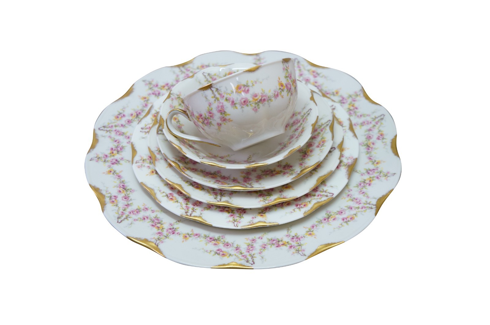 77 Pc Theodore Haviland American New York Vareene Rose China Dinnerware Set