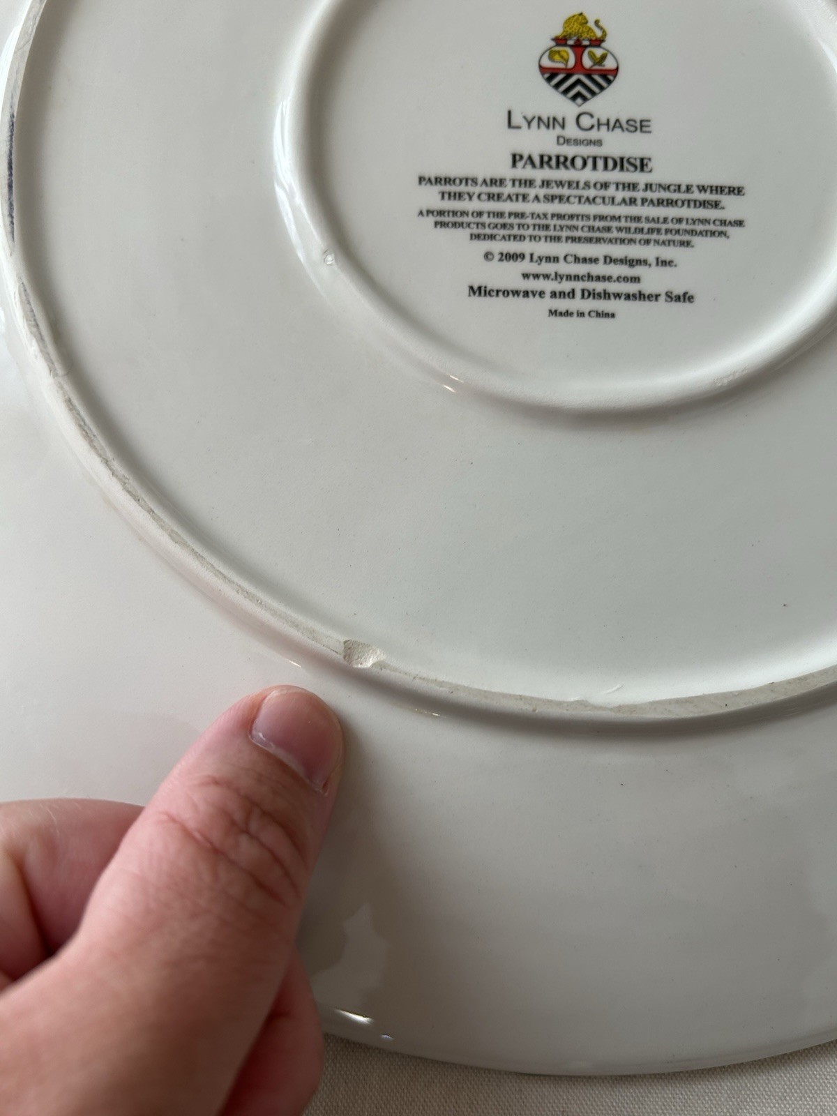 Lynn Chase Parrotdise 2010 Dinner Platter Plate around 11 3/4 inches