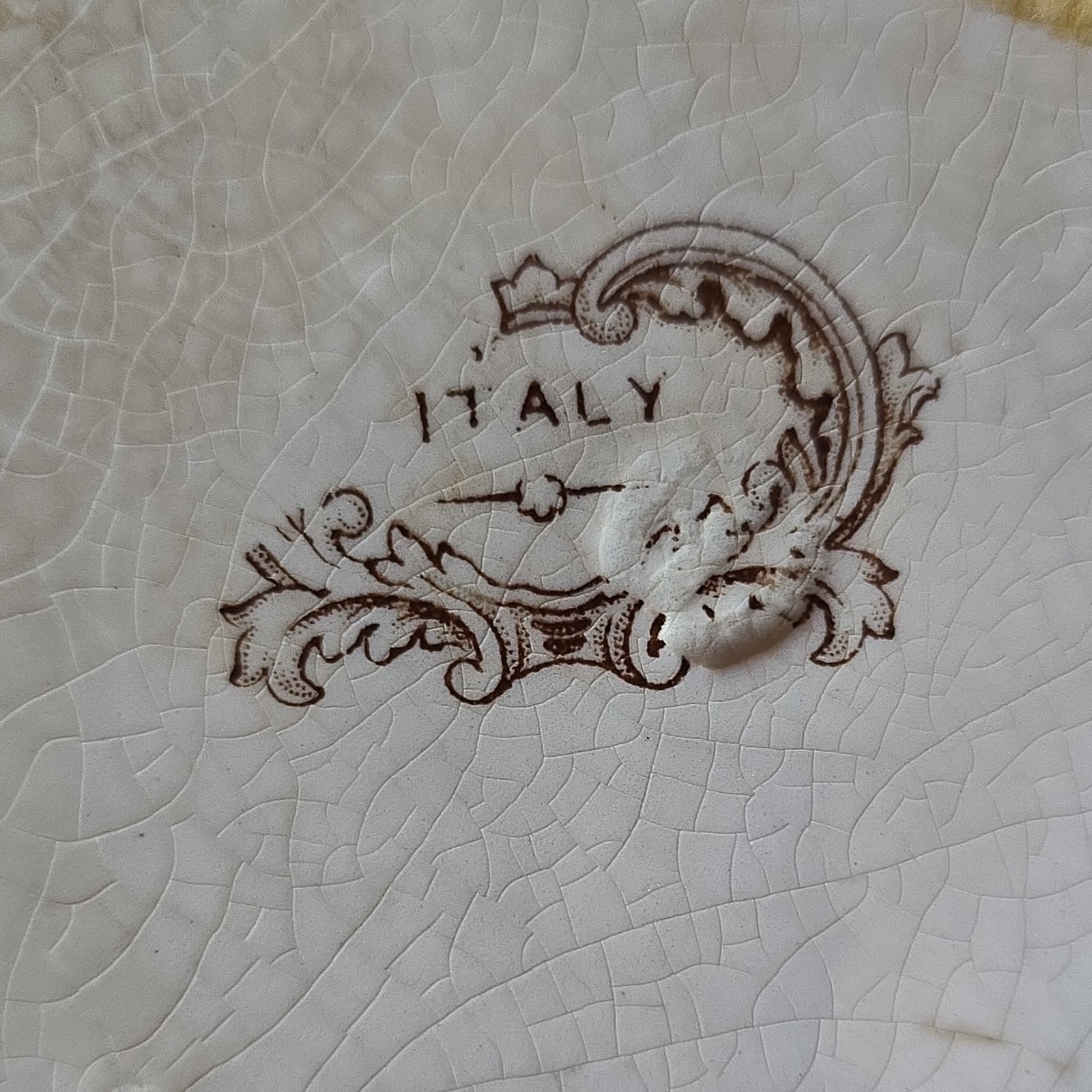 Antique Old Hall 1860s England Brown Transferware Plate – Rare Victorian ITALY