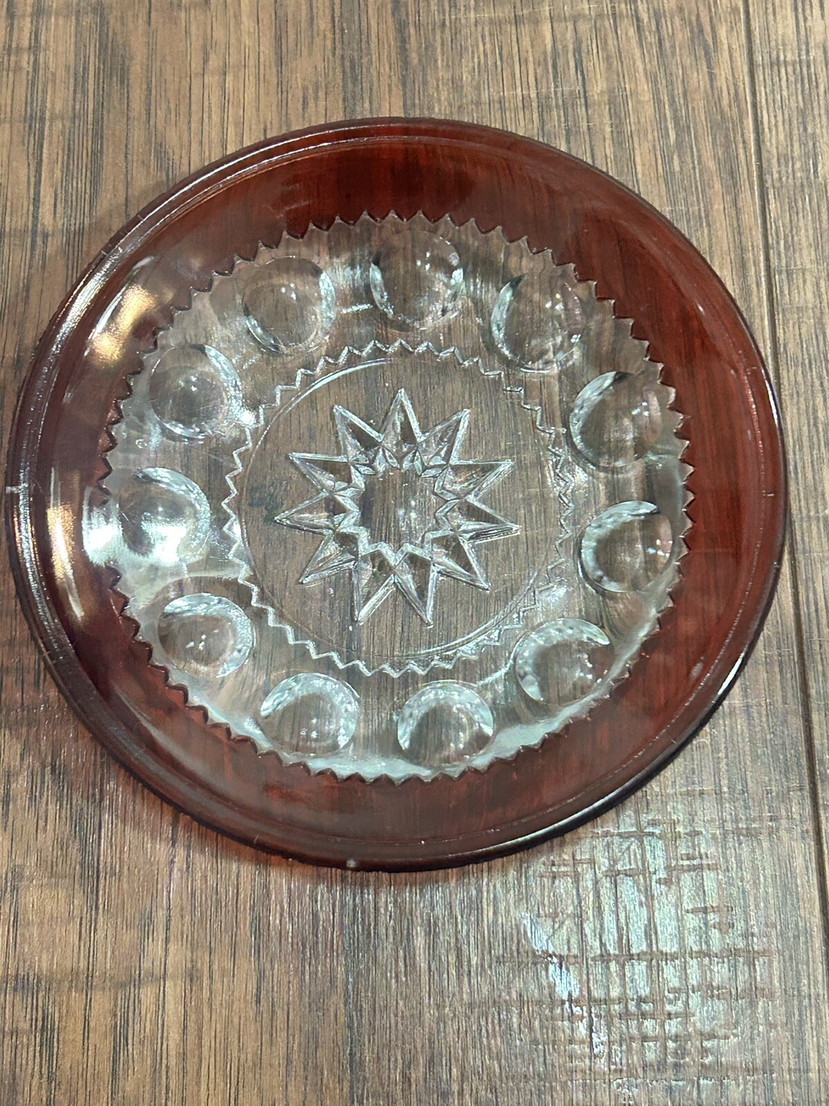 Vintage Indiana Glass Ruby Cut To Clear Creamer And Saucer Set Diamond Point