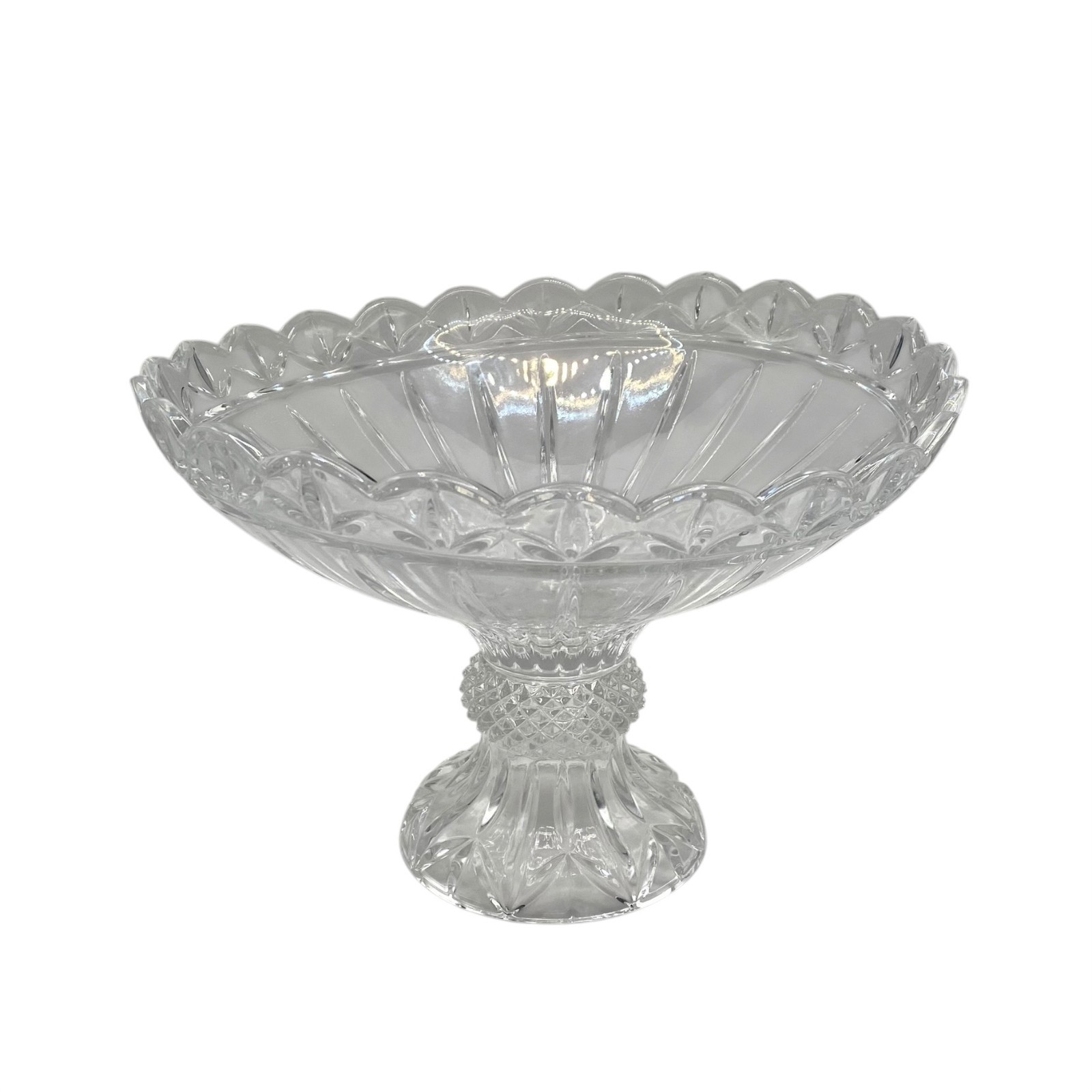 Shannon by Godinger Olympia Clear Crystal Pedestal Compote Pineapple Bowl