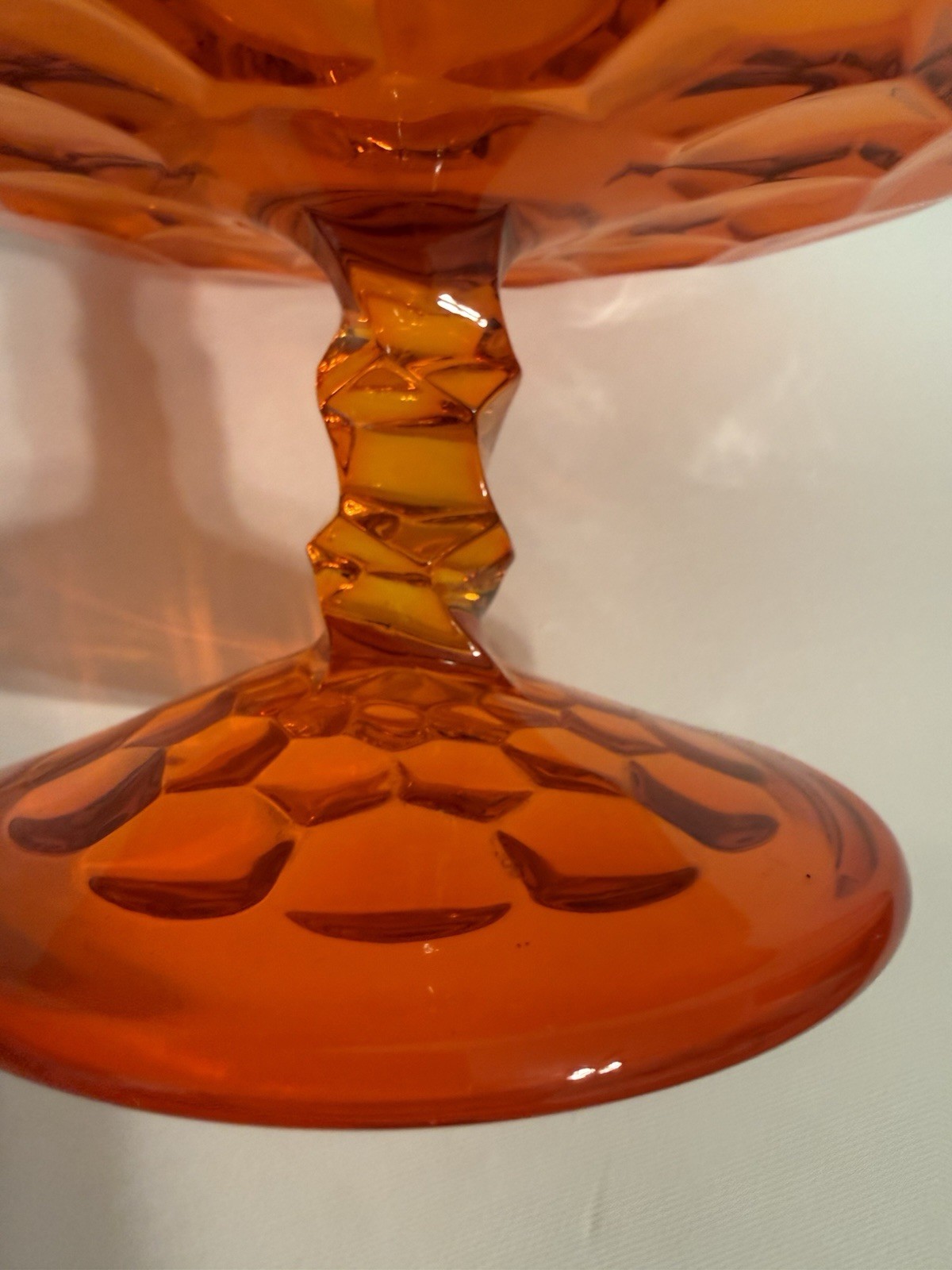 Stunning Viking Compote 9 Inch Honey Comb Pattern Persimmon