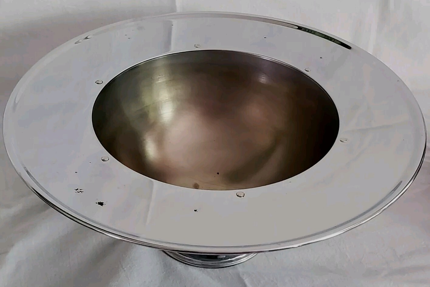 Vtg 30’s Hazel Atlas Purple Amethyst Punch Bowl Chrome Art Deco Moderntone Cups