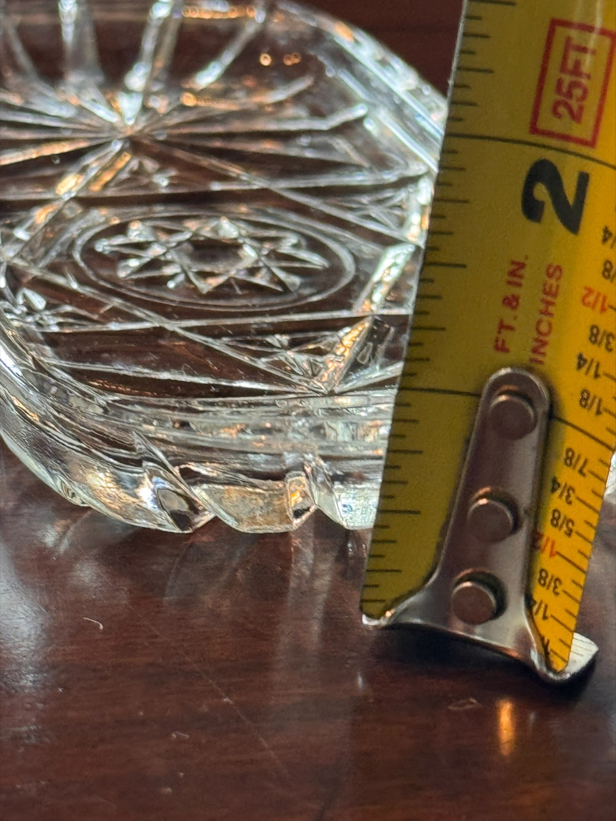 Vintage Pressed Cut Glass Butter Dish Insert Replacement Rectangular Starburst