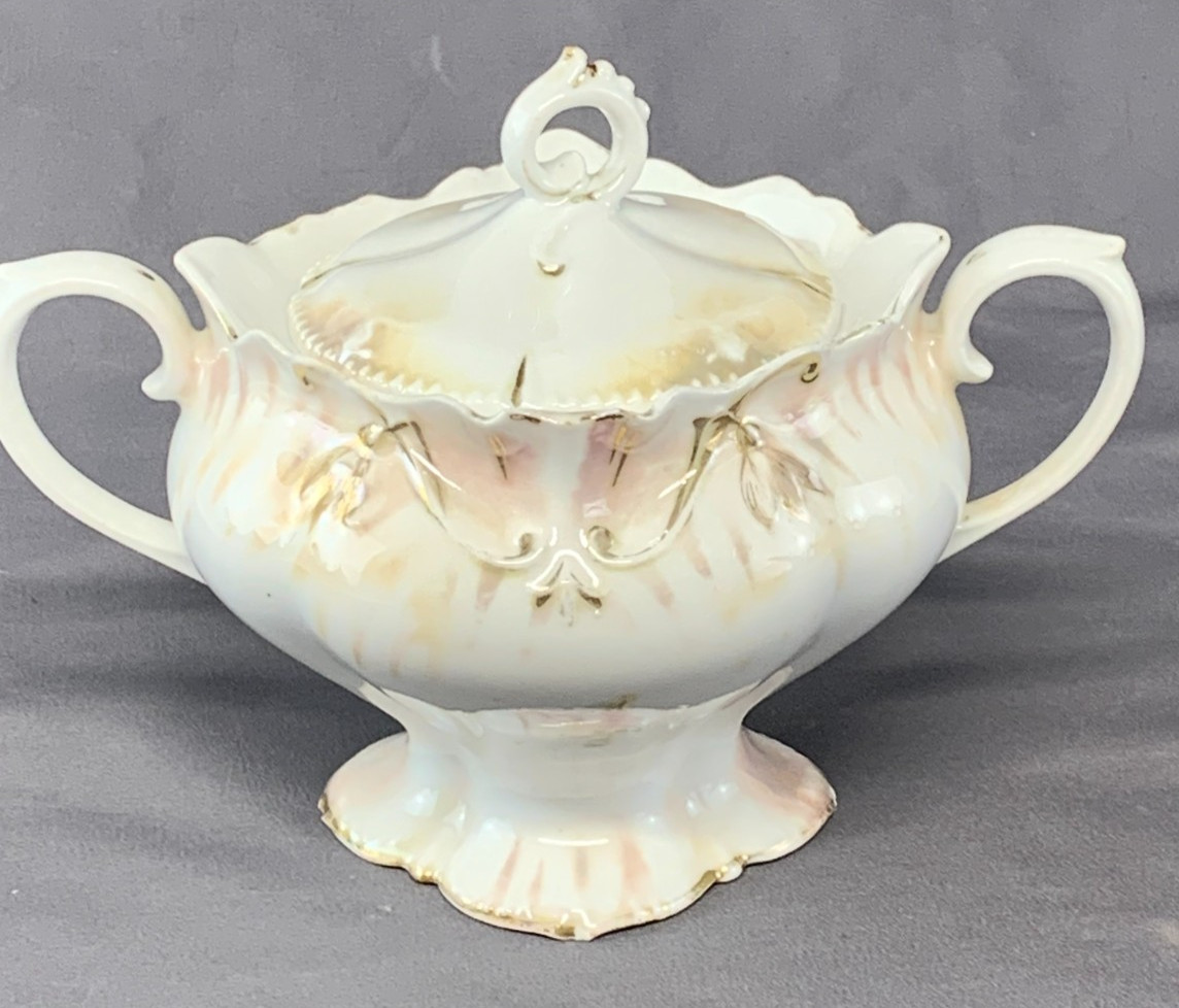 Antique RS Prussia Porcelain Lot of 4 – Creamers, Open Sugar and Covered Sugar
