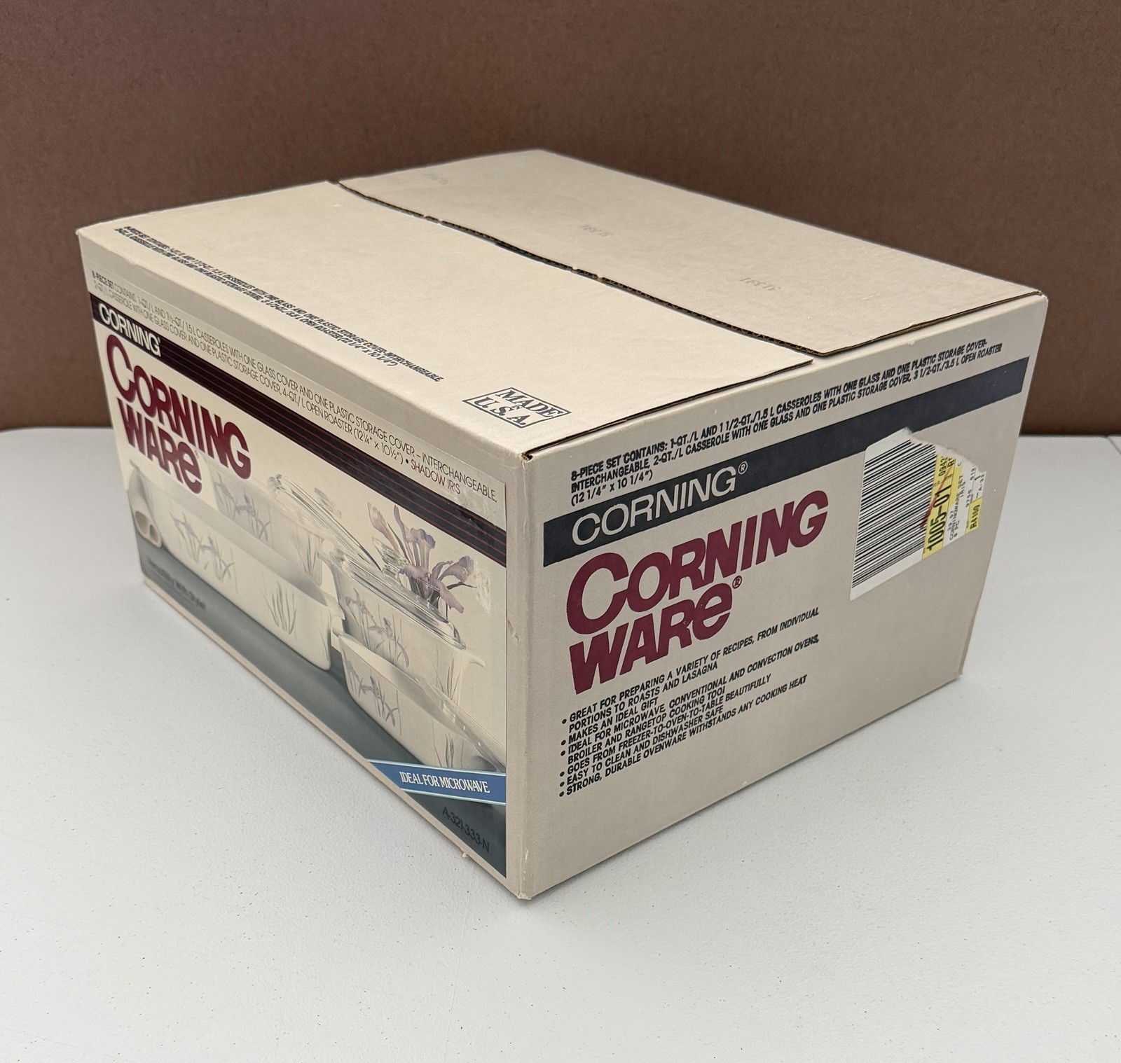 Vintage, Corning Ware, Casserole Set, Shadow Iris 8pc Factory Sealed A-321-333-N