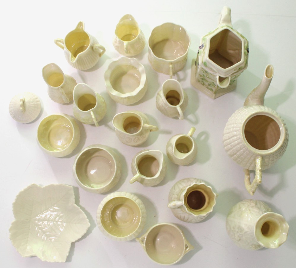 VINTAGE Mix of 19 Belleek Ireland Pottery Pieces 6th Mark (1965-1980) 3rd Green