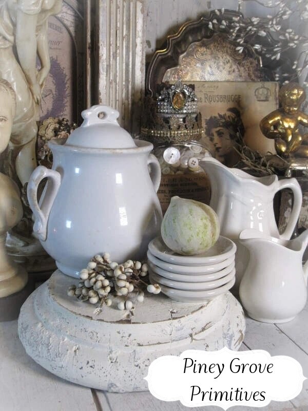 French Farmhouse Vintage STYLE 6 Butter Pats Stoneware Restaurant Ware