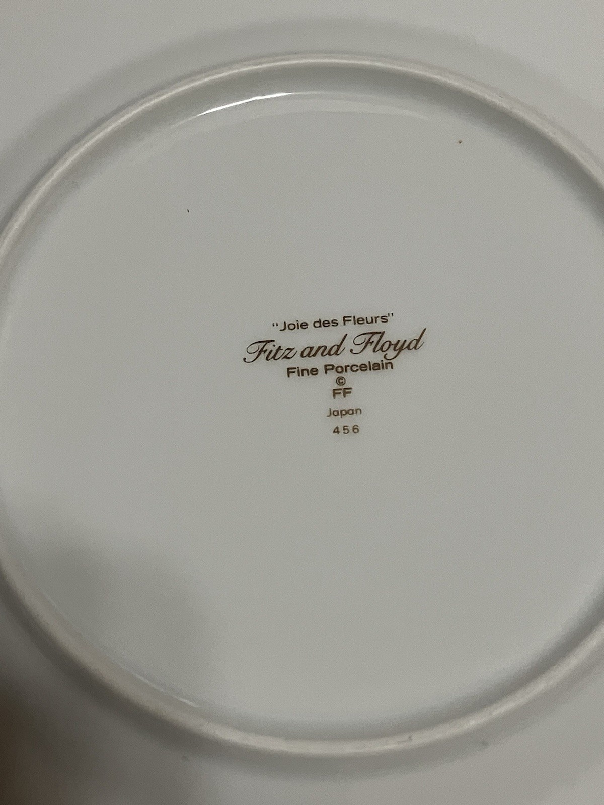 Fitz And Floyd Salad/ Bread Plates (4) Floral Porcelain Gold Trim 7.5 Inches
