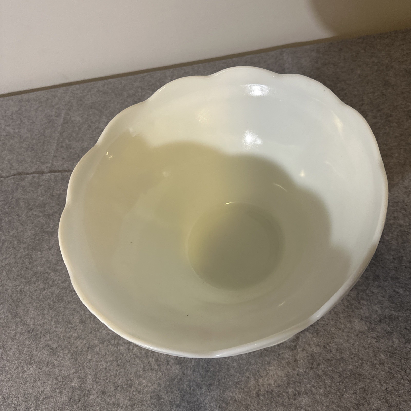 VTG Anchor Hocking Milk Glass Harvest Grape Punch Bowl Set Base 10 Cup Scalloped